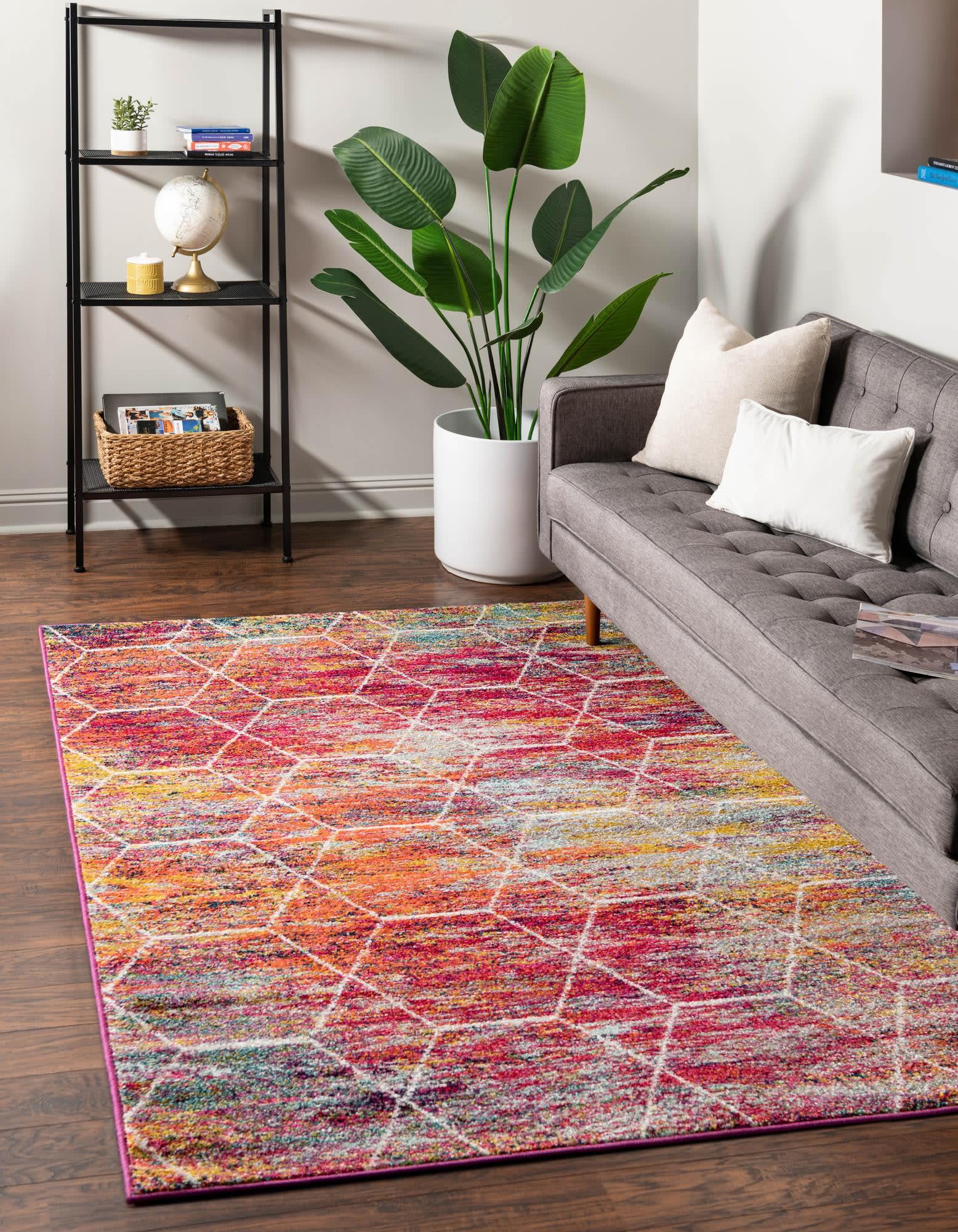 Unique Loom 3151759 Trellis Frieze 4 x 6 (ft) Loomed Polypropylene Multi Rectangular Indoor Trellis Area rug