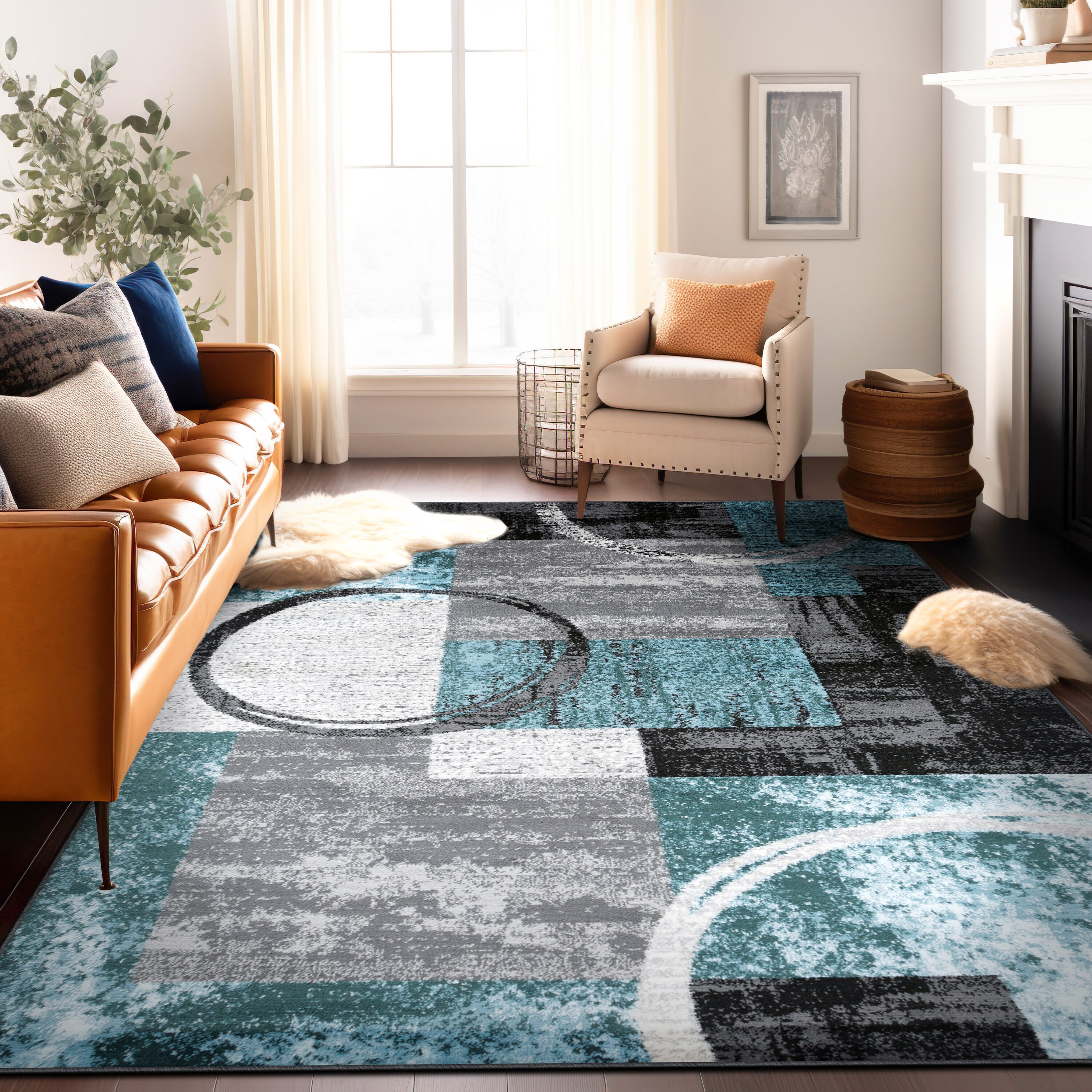 RUGS AREA RUGS 8x10 RUG CARPETS LARGE LIVING ROOM FLOOR MODERN 5x7 BEDROOM  RUGS