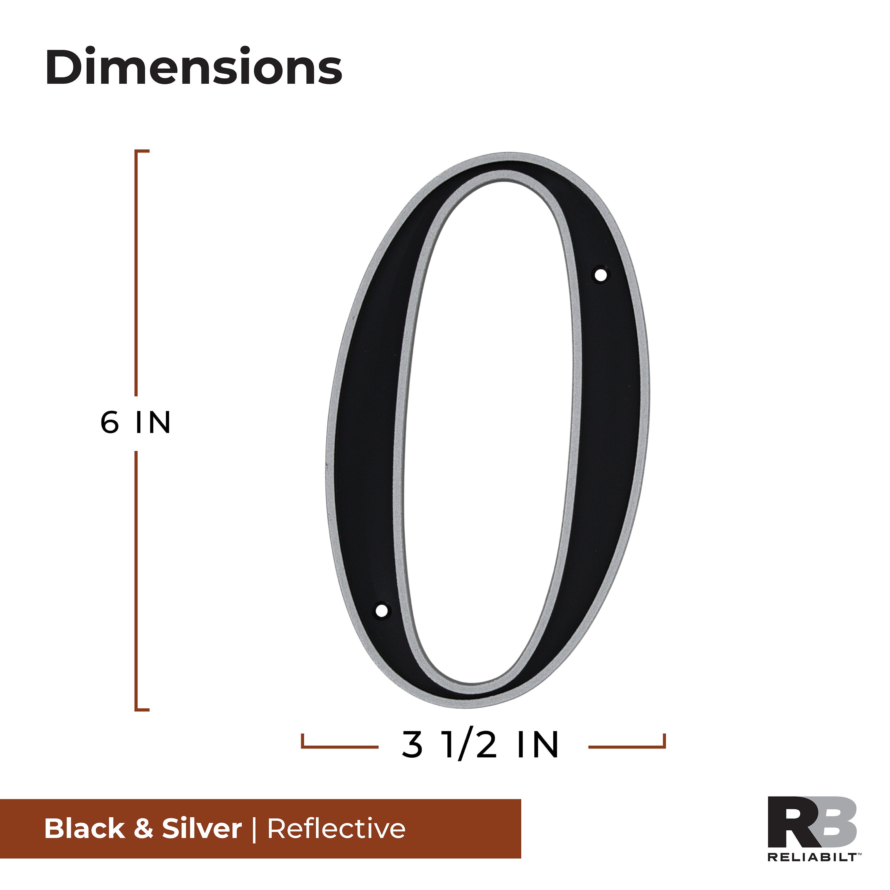 RELIABILT 6-in Reflective Black Number Zero 847570 at Lowes.com