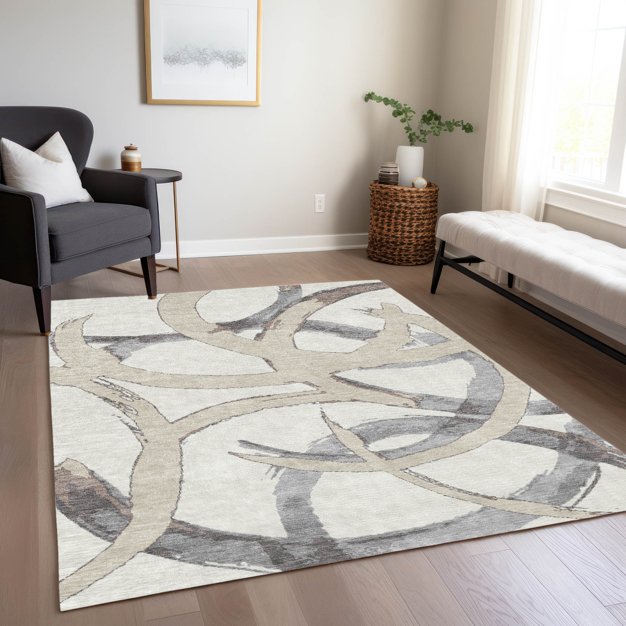 Addison Rugs ACN1022IV10X14 Chantille ACN1022IV 10 x 14 (ft) Polyester Ivory Rectangular Indoor/Outdoor Geometric Machine washable Area rug