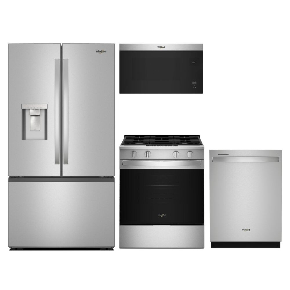 Whirlpool 29.6-cu ft French Door Refrigerator & 30-in Freestanding Gas Range 4pc Fingerprint Resistant Stainless Steel Suite