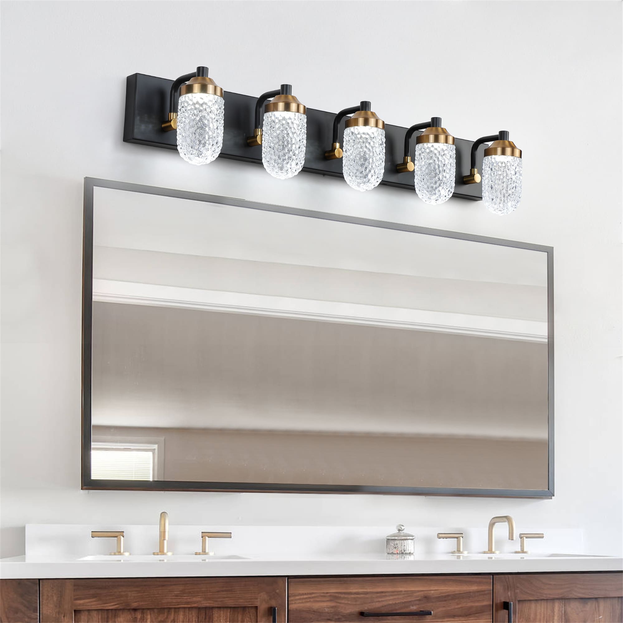 BABOOM BOM-6333ORJSY Bathroom Vanity Light 31.5-in 5 -Light Matte Black Integrated LED Modern/contemporary Vanity light