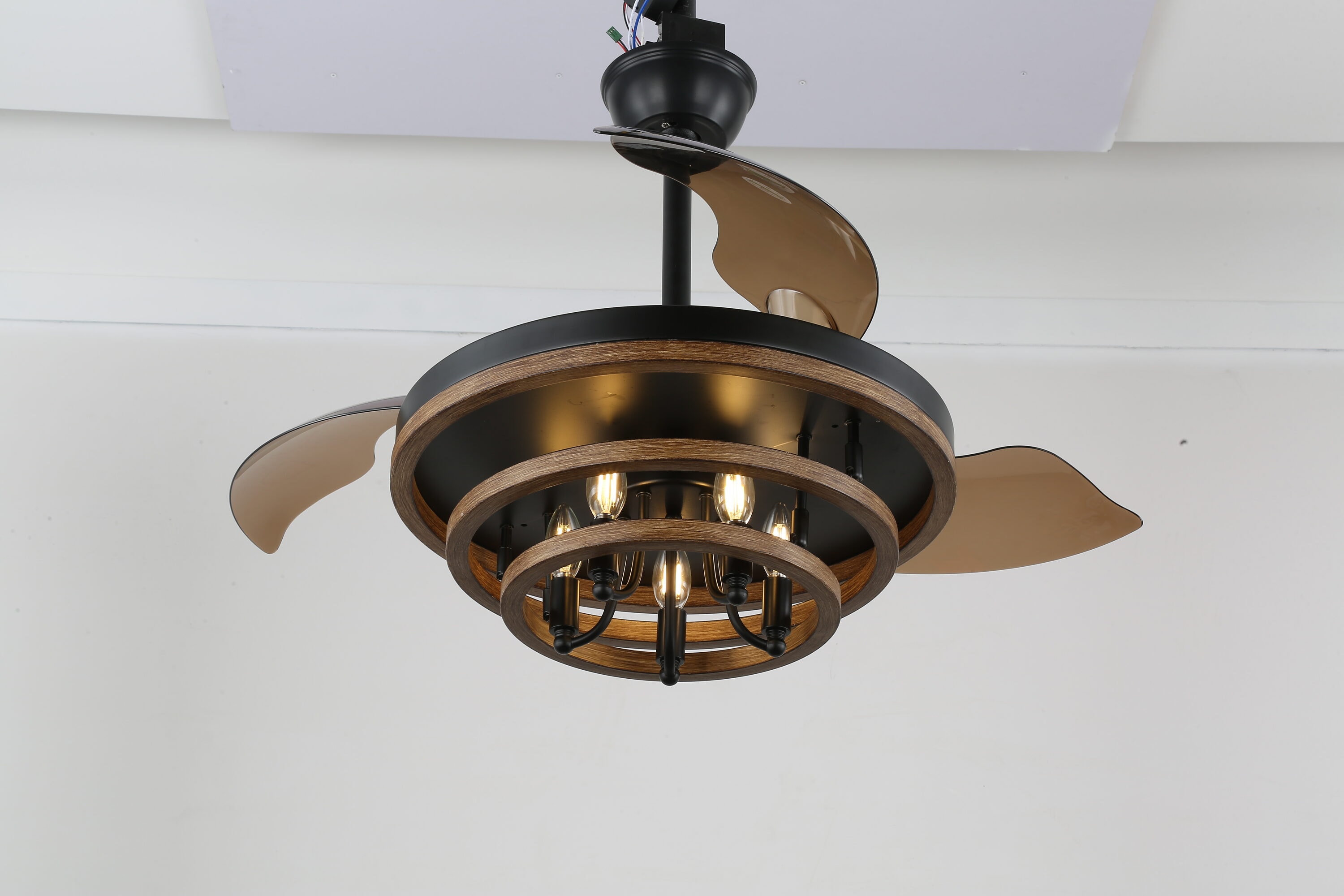 Bella Depot DCFSD4266 Hisou 42-in Color-Changing Black with Black Blades Ceiling Fan Light Kit Compatible - Remote Included ( 3 -Blade )