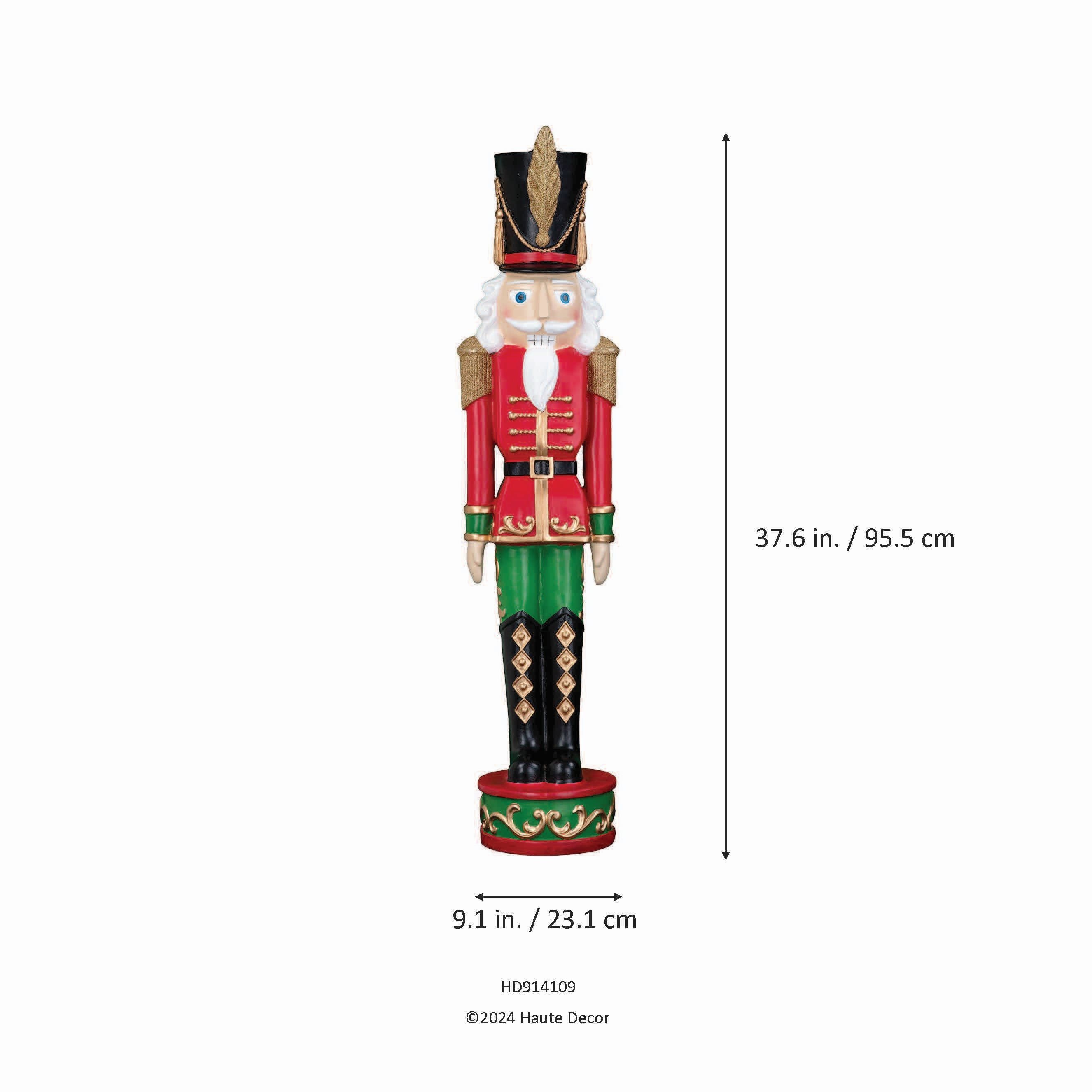 37-Inch Red and Green Resin Christmas Nutcracker Statue