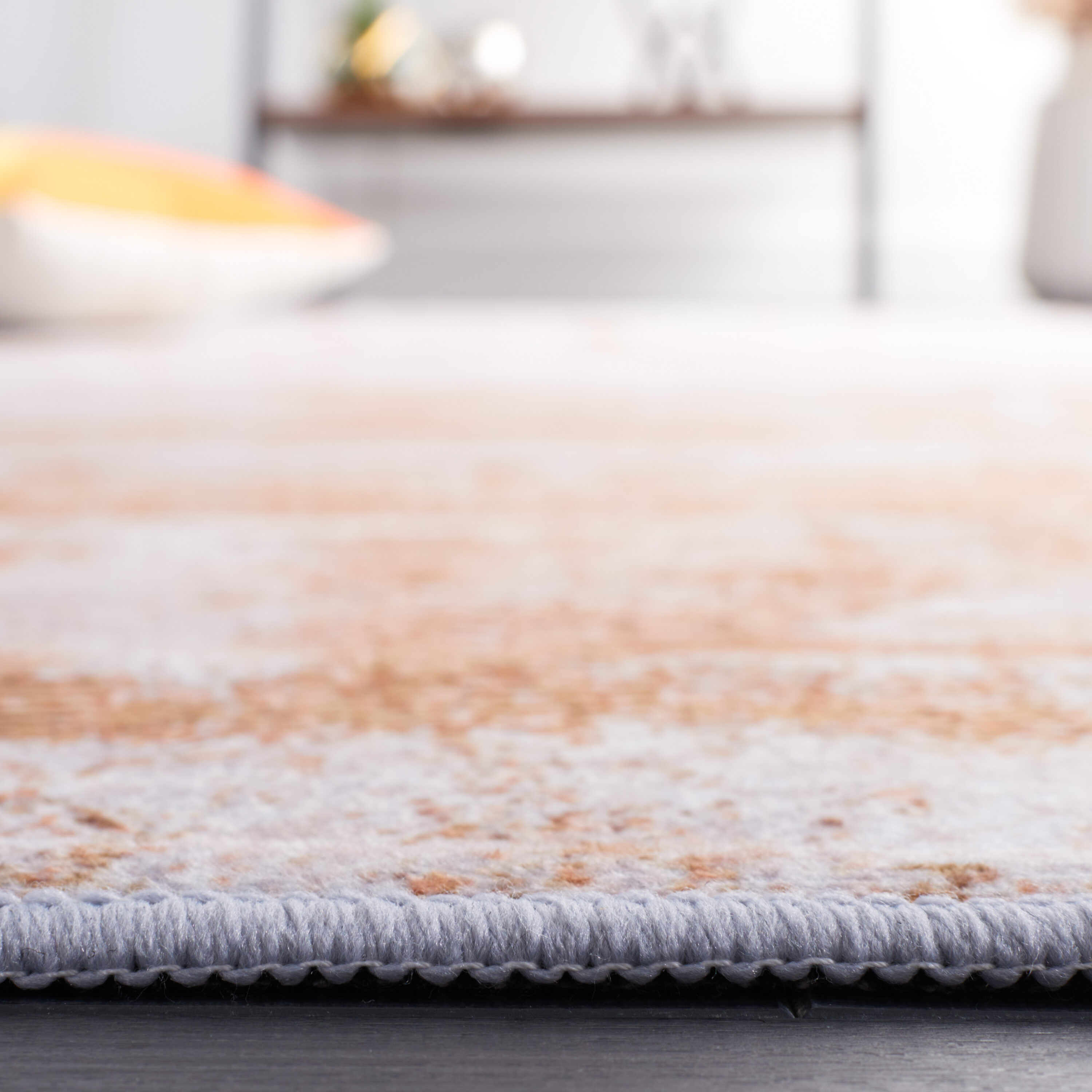 Gray and Rust Abstract Synthetic 4' x 6' Area Rug