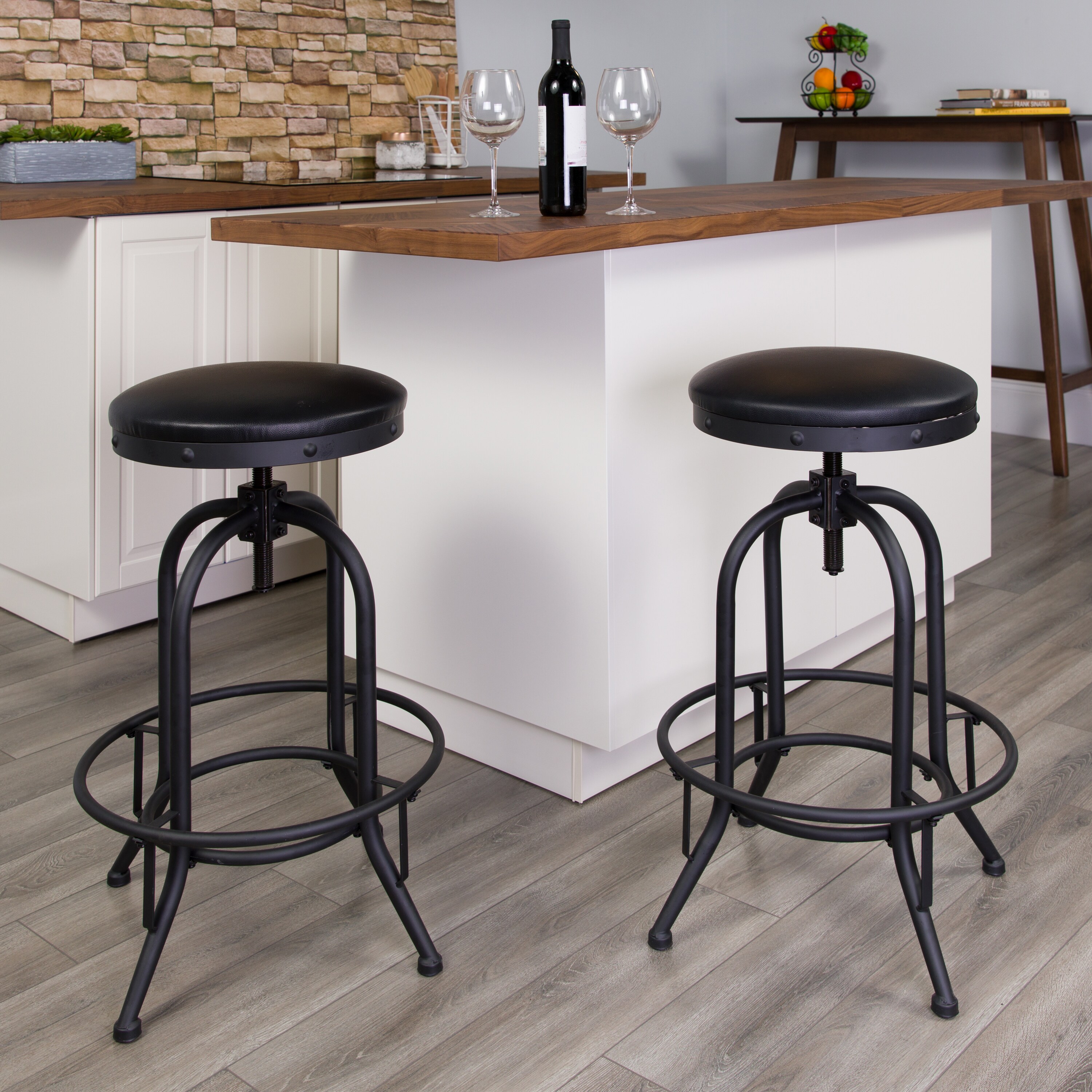 Flash Furniture 889142062226 Rachel 2 Pack 30-in Barstool with Swivel Lift Black LeatherSoft Seat