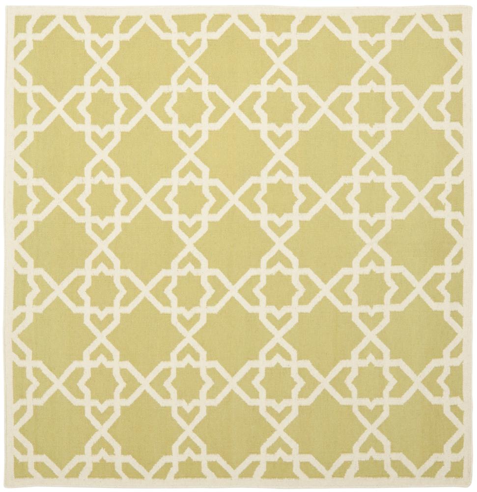 Safavieh DHU548A-8SQ Dhurries Kenna 8 x 8 (ft) Wool Olive/Ivory Square Indoor Geometric Coastal Area rug