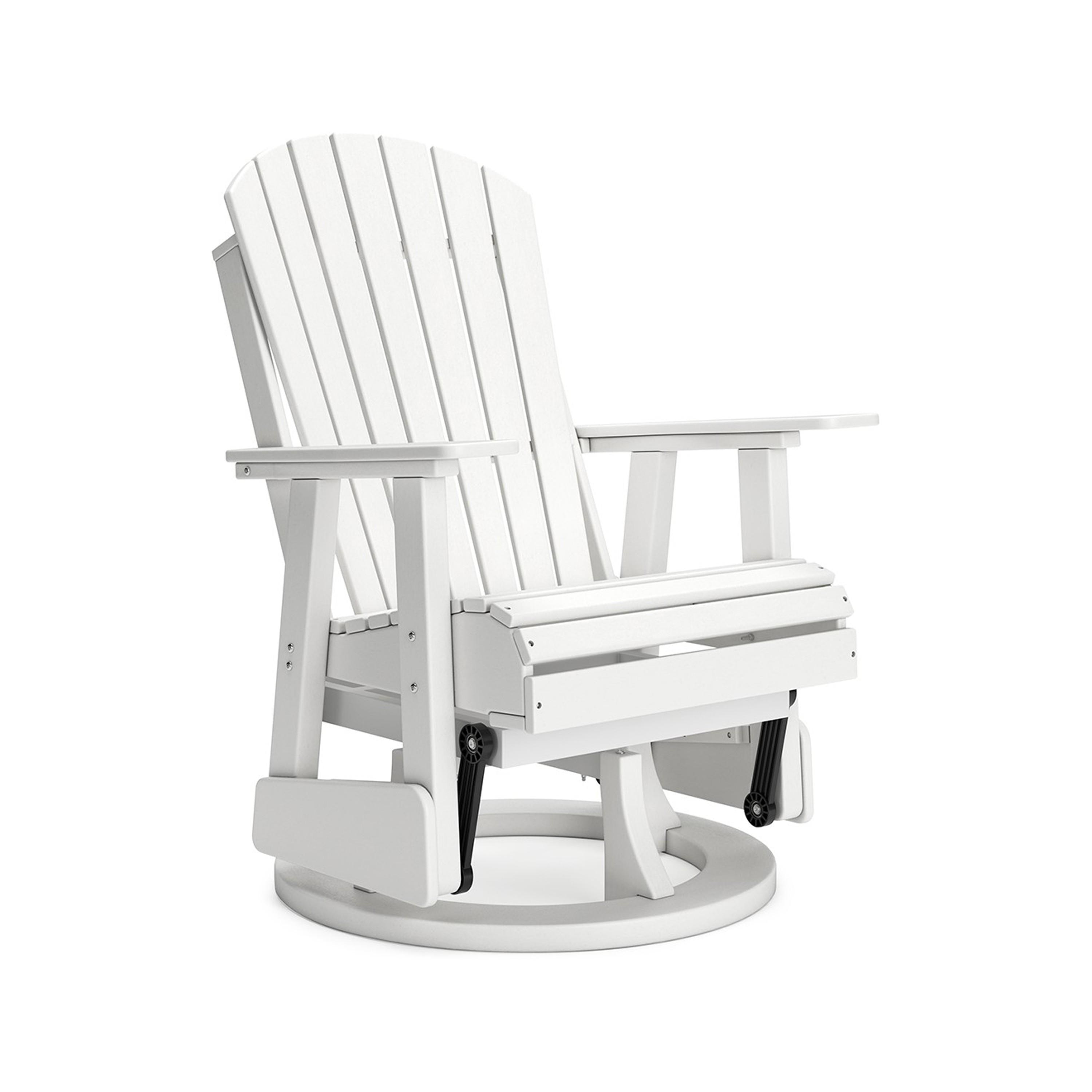 Benzara BM315952 White Swivel glider Conversation Chair with Slat Seat