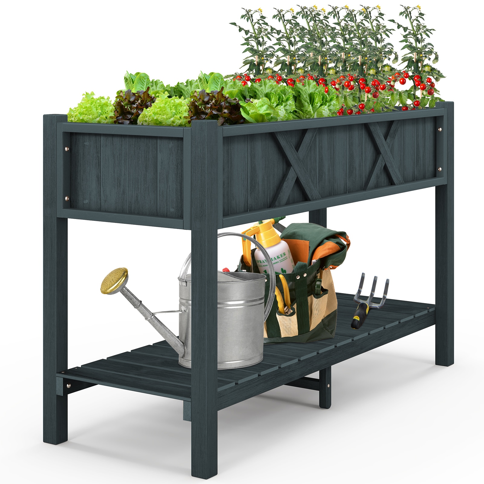  4113HSHYGD 18-in W x 47-in L x 29-in H Black Plastic Raised Garden Bed