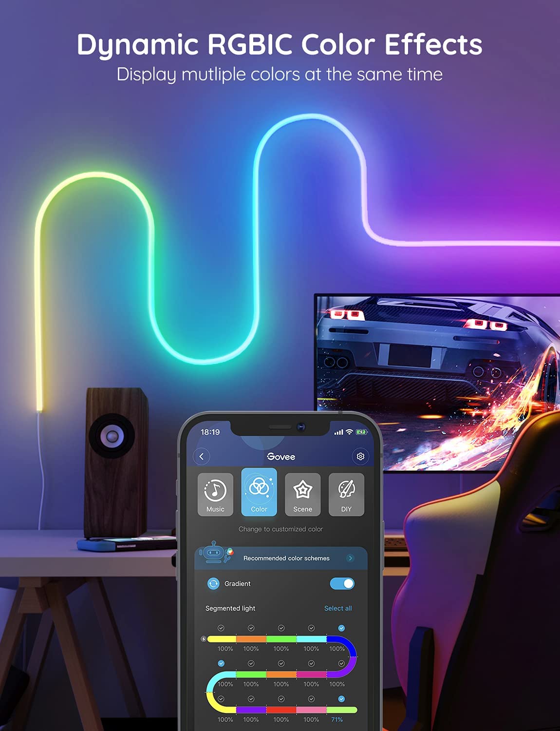 Govee RGBIC Smart Integrated LED Interior Car Lights 12-Volt 3.9
