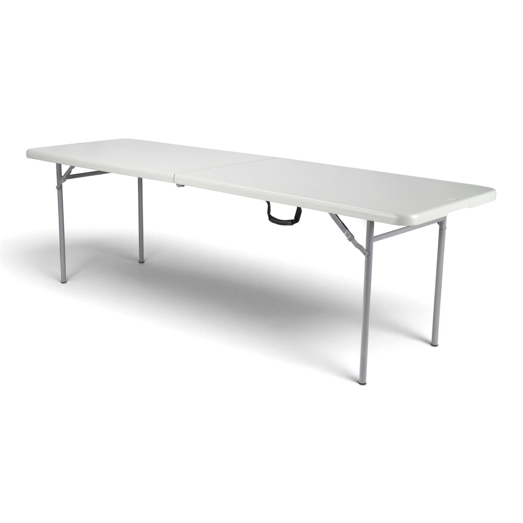 Hampden Furnishings 8-ft x 2.5-ft Gray Fold-in-Half Polypropylene Rectangle Indoor/Outdoor Folding Dining Table 10 -Person