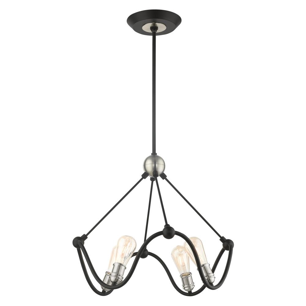 Archer Textured Black and Brushed Nickel 4-Light Mini Chandelier