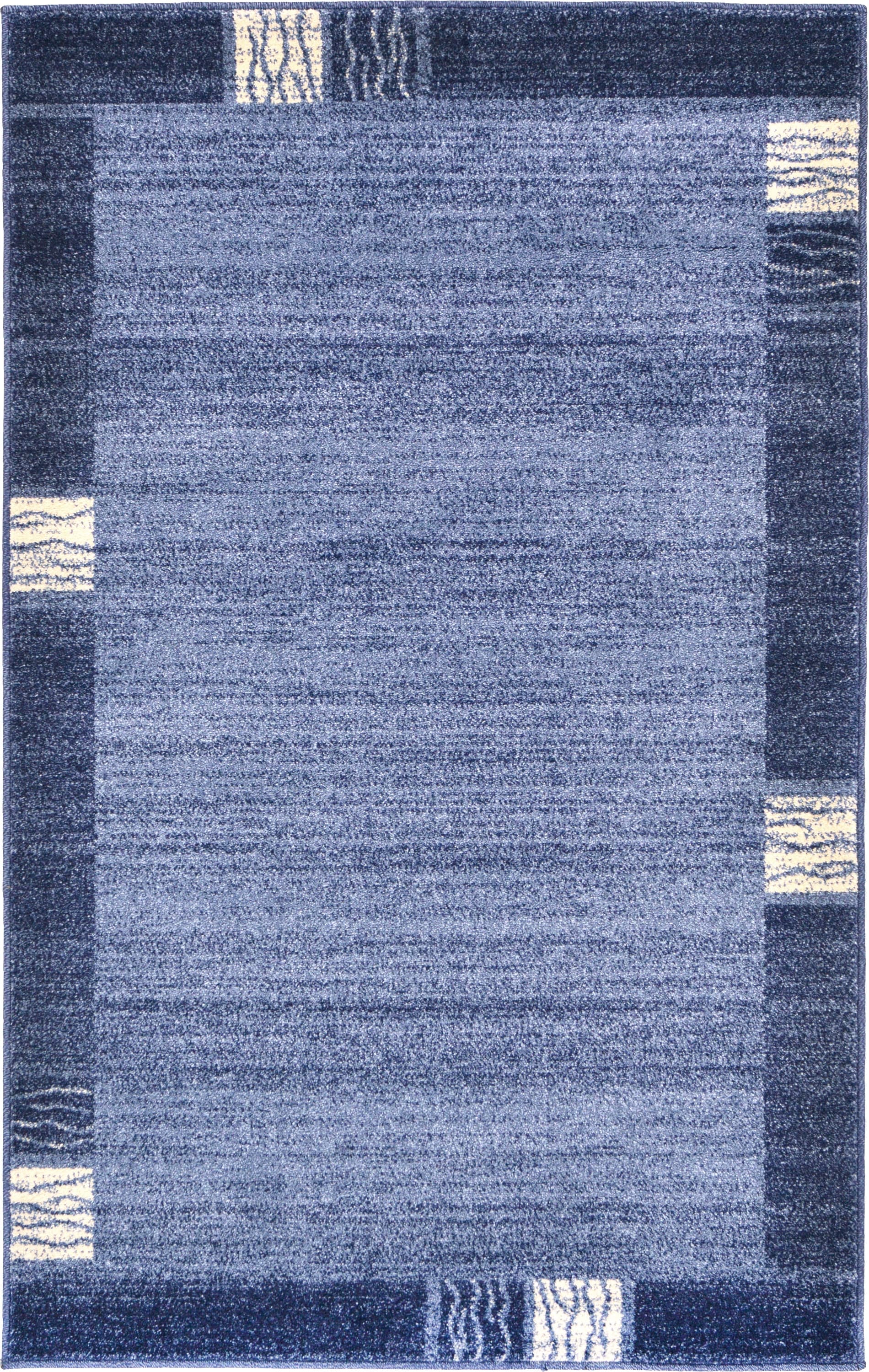 Unique Loom 3121333 Sarah Del Mar 3 x 5 (ft) Loomed Polypropylene Navy Blue/Ivory Rectangular Indoor Geometric Area rug