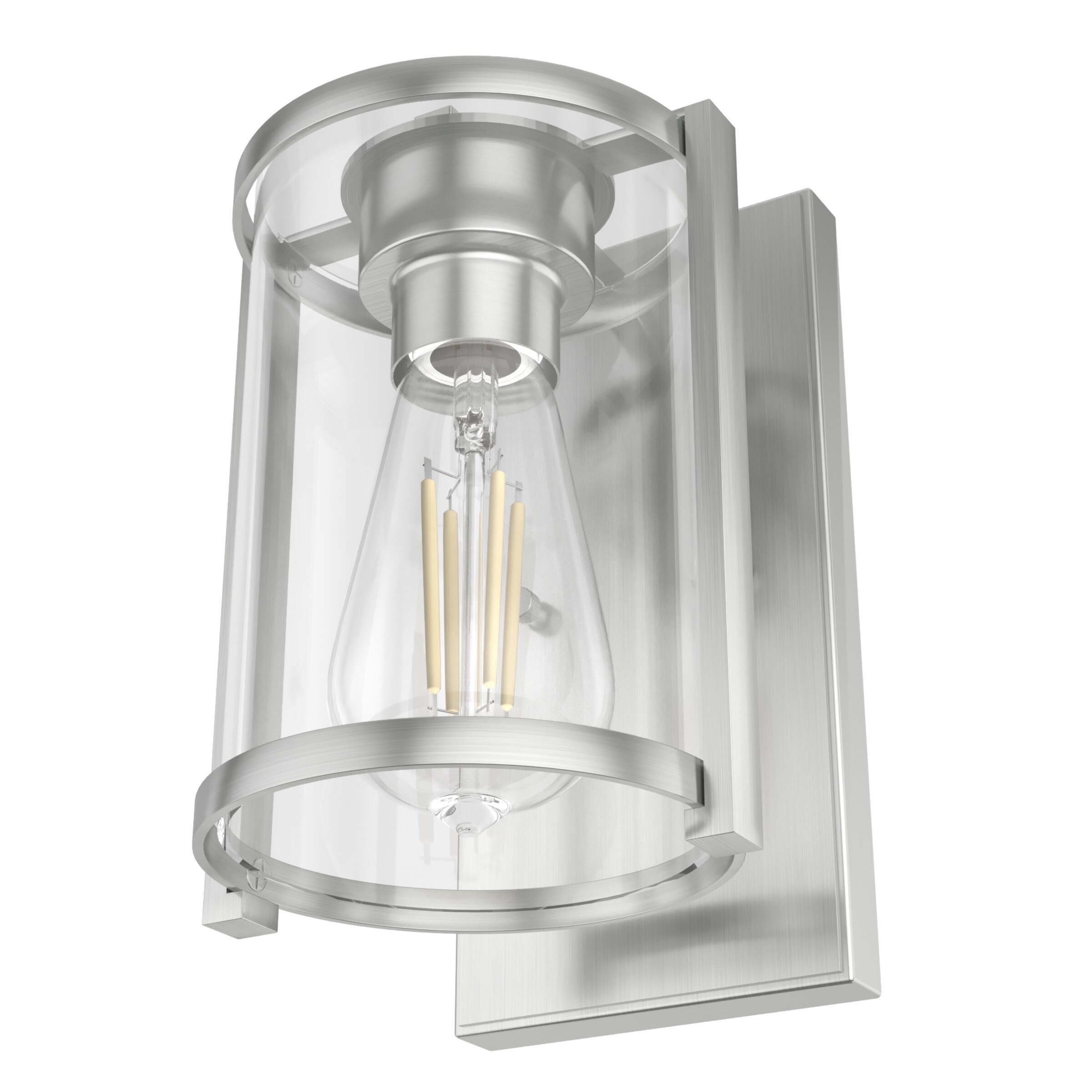 Brushed Nickel Dimmable Wall Sconce with Clear Glass Shade