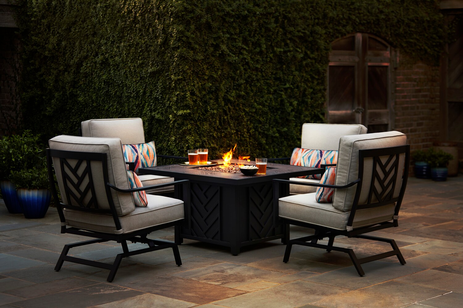 black rattan 4 piece garden set