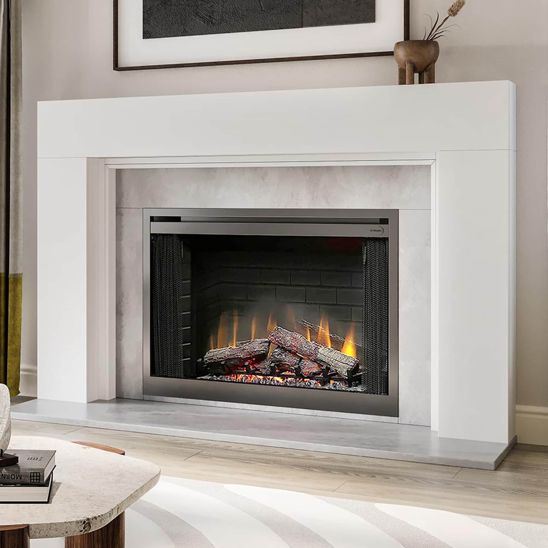 Modern Ember 80-in W x 54-in H x 8-in D Black Maple Contemporary Fireplace  Mantel in the Fireplace Mantels department at
