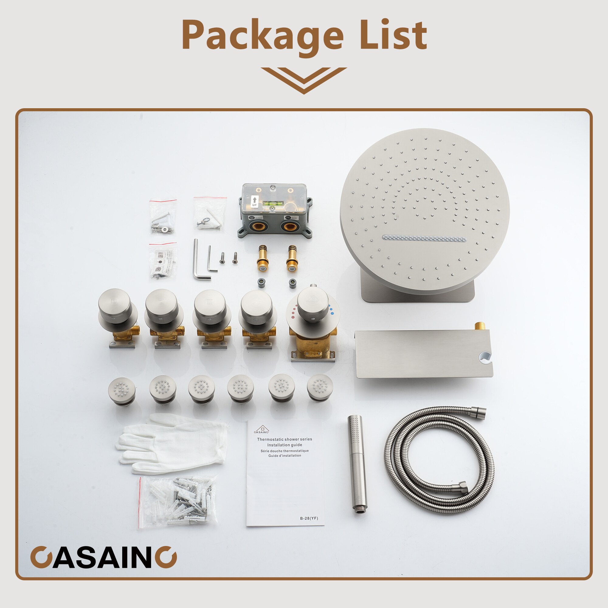 CASAINC KCHS0005-12BN Showerhead-Bar-Panels - View #8