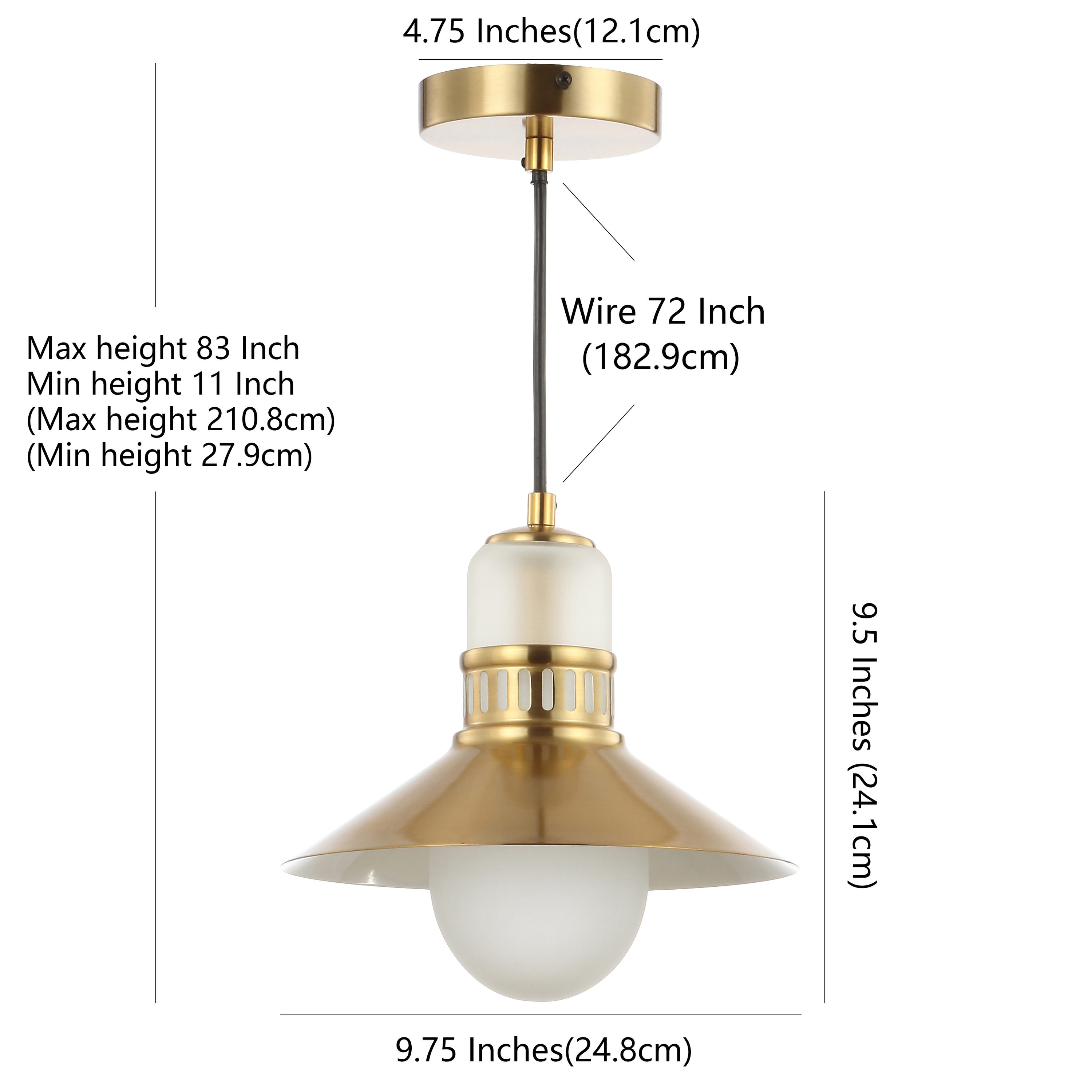 Colin 9.75" Brass Gold Adjustable LED Glass Globe Pendant