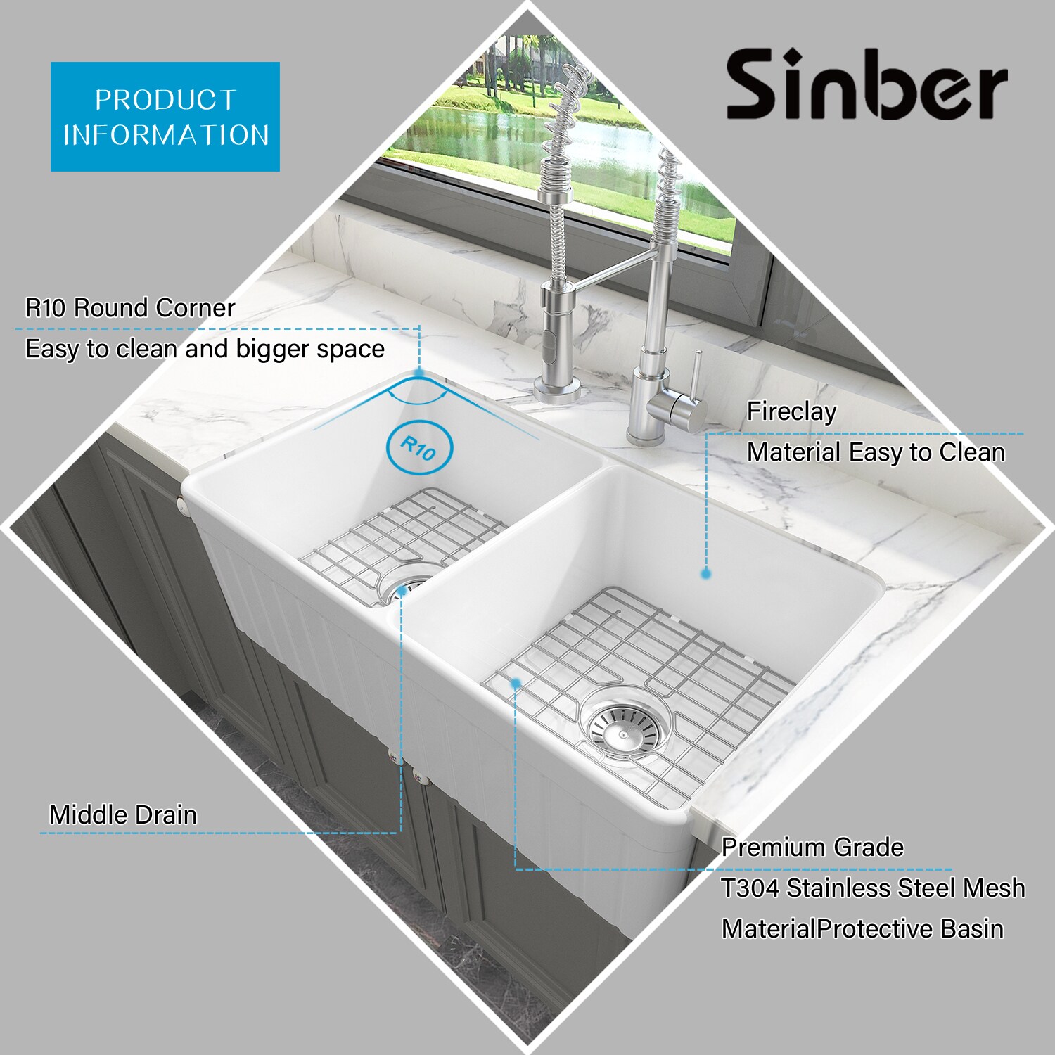 Sinber F3318D-OLR Kitchen-Sinks - View #4