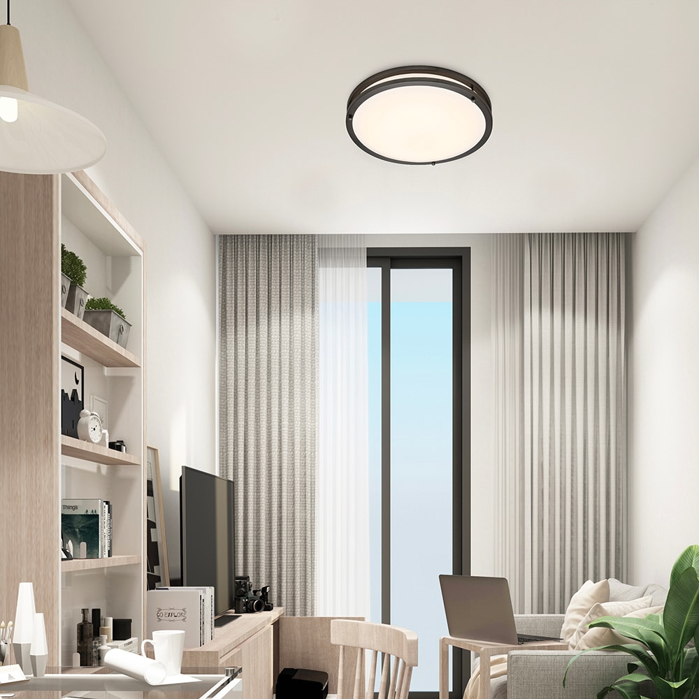 16-inch Black Aluminum LED Flush Mount Ceiling Light