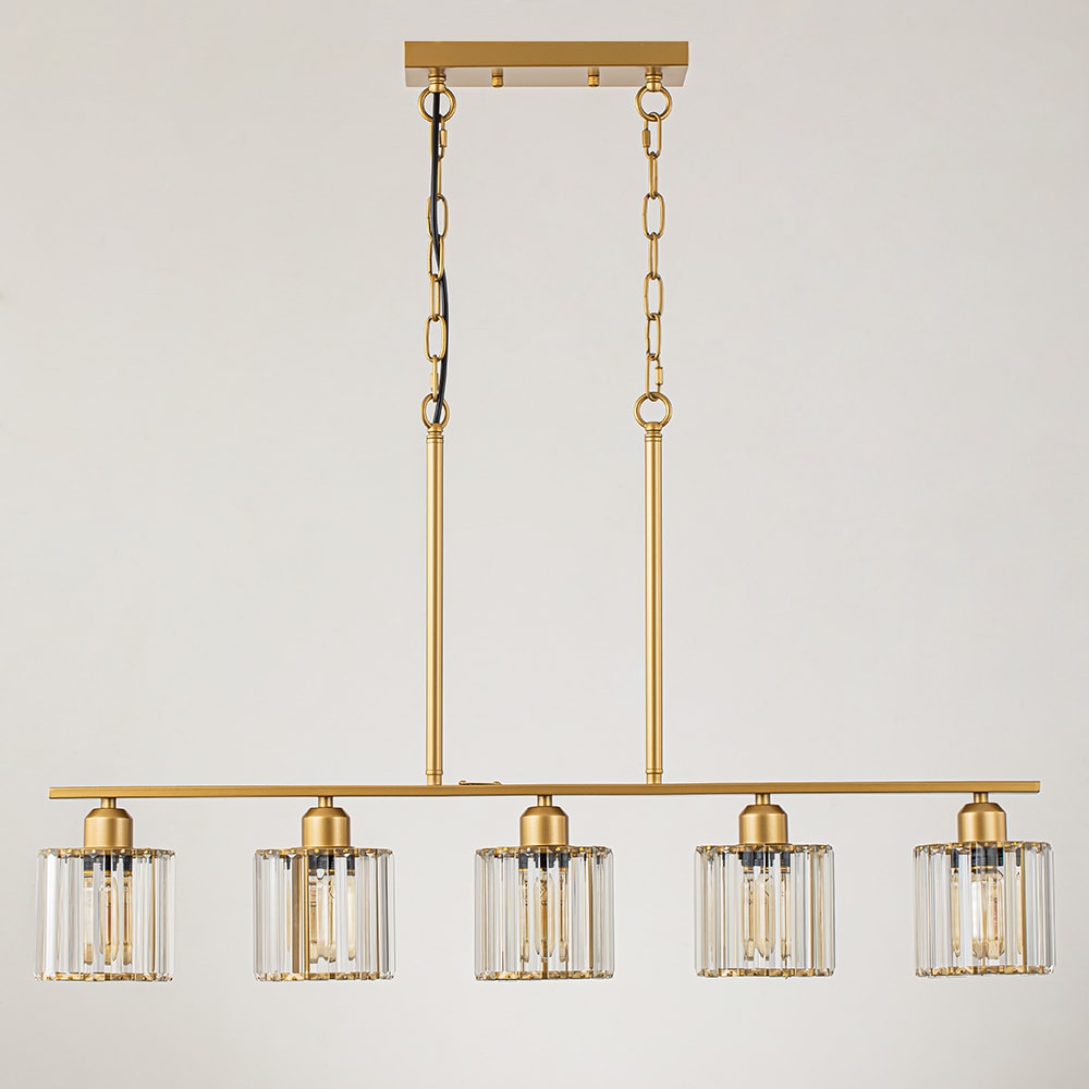 GoYeel 5 -Light Gold Modern/contemporary Clear glass Geometric Large Hanging Kitchen Island Light