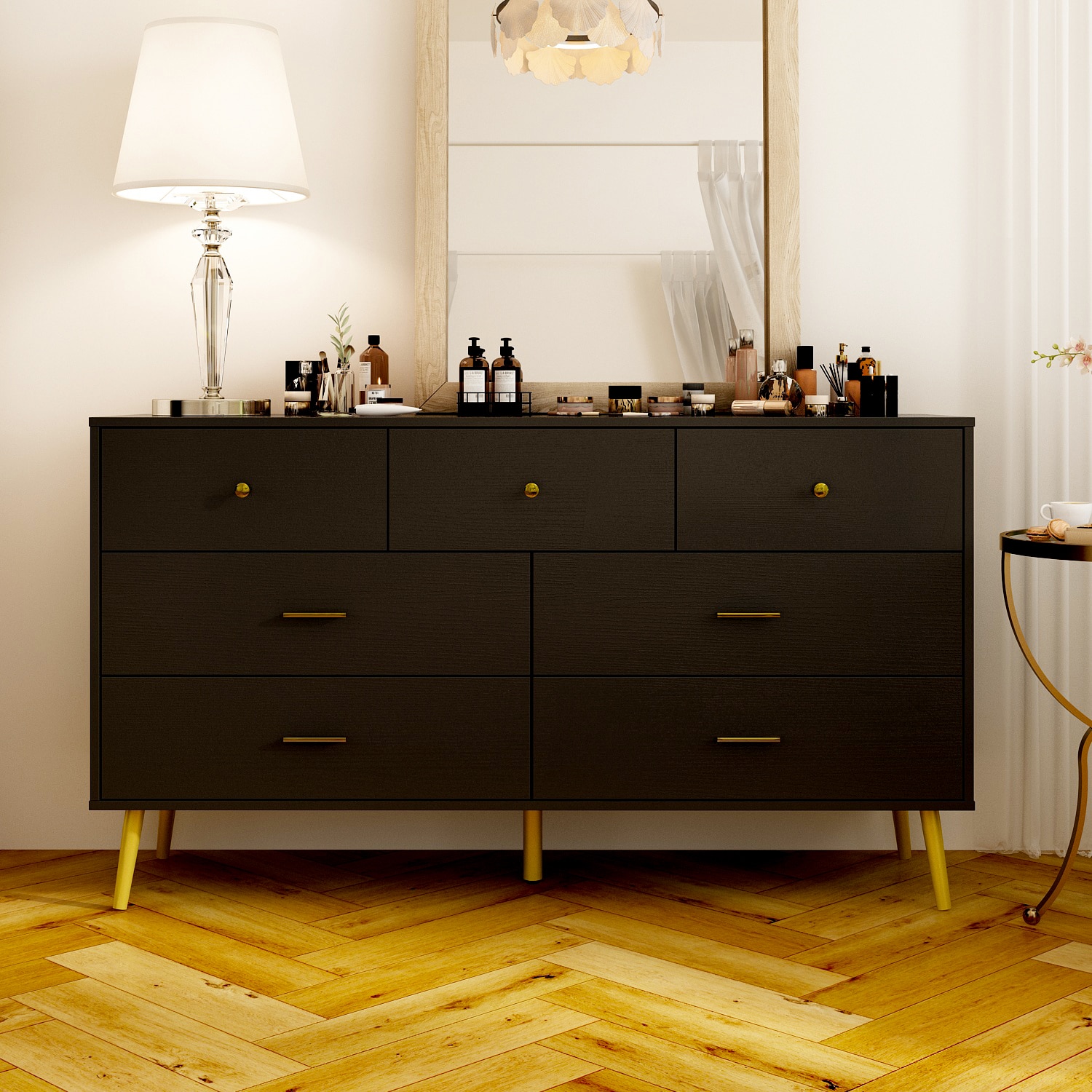 FUFU&GAGA YC0016-02 Black 7 -Drawer Standard dresser