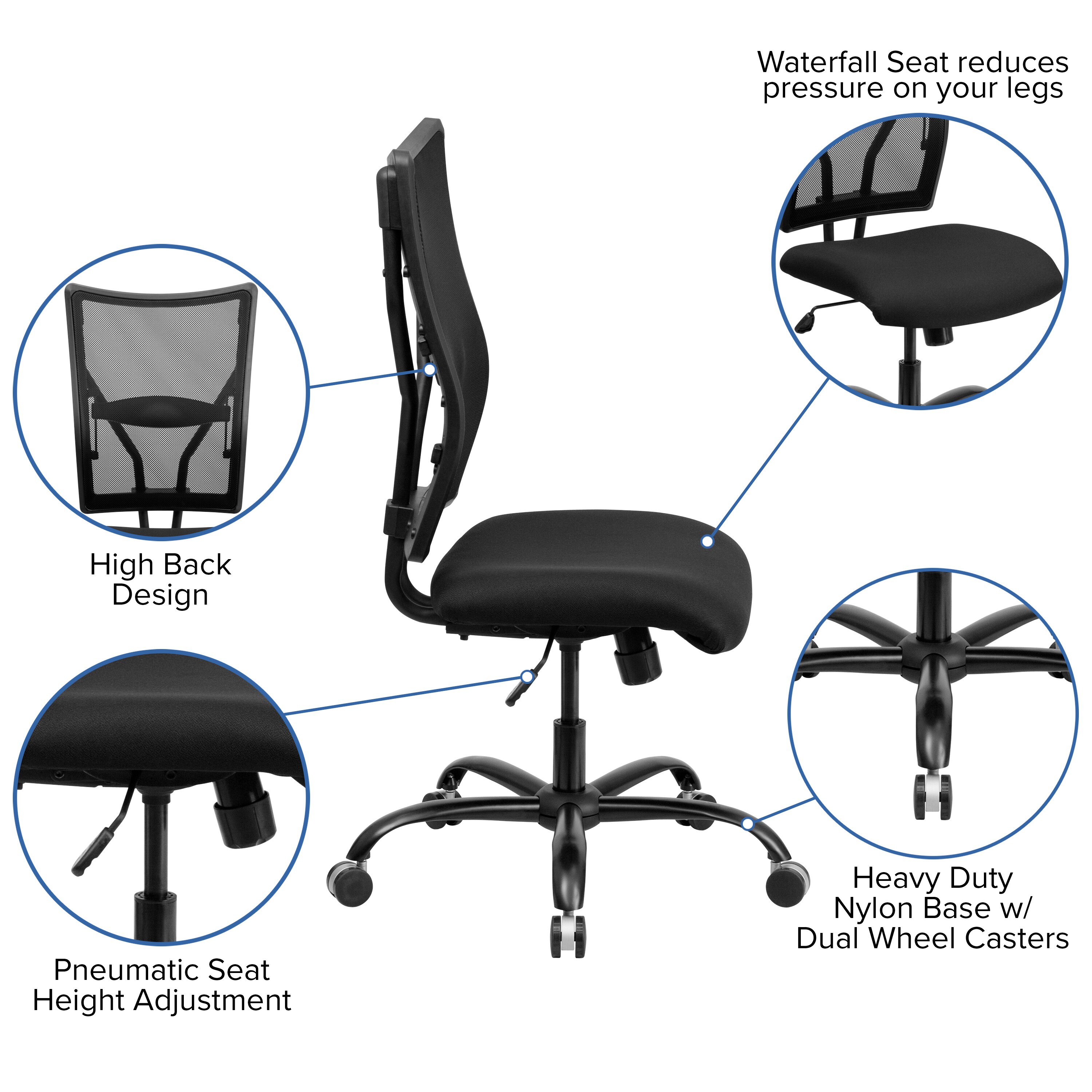 Ergonomic High-Back Mesh Executive Swivel Chair in Black