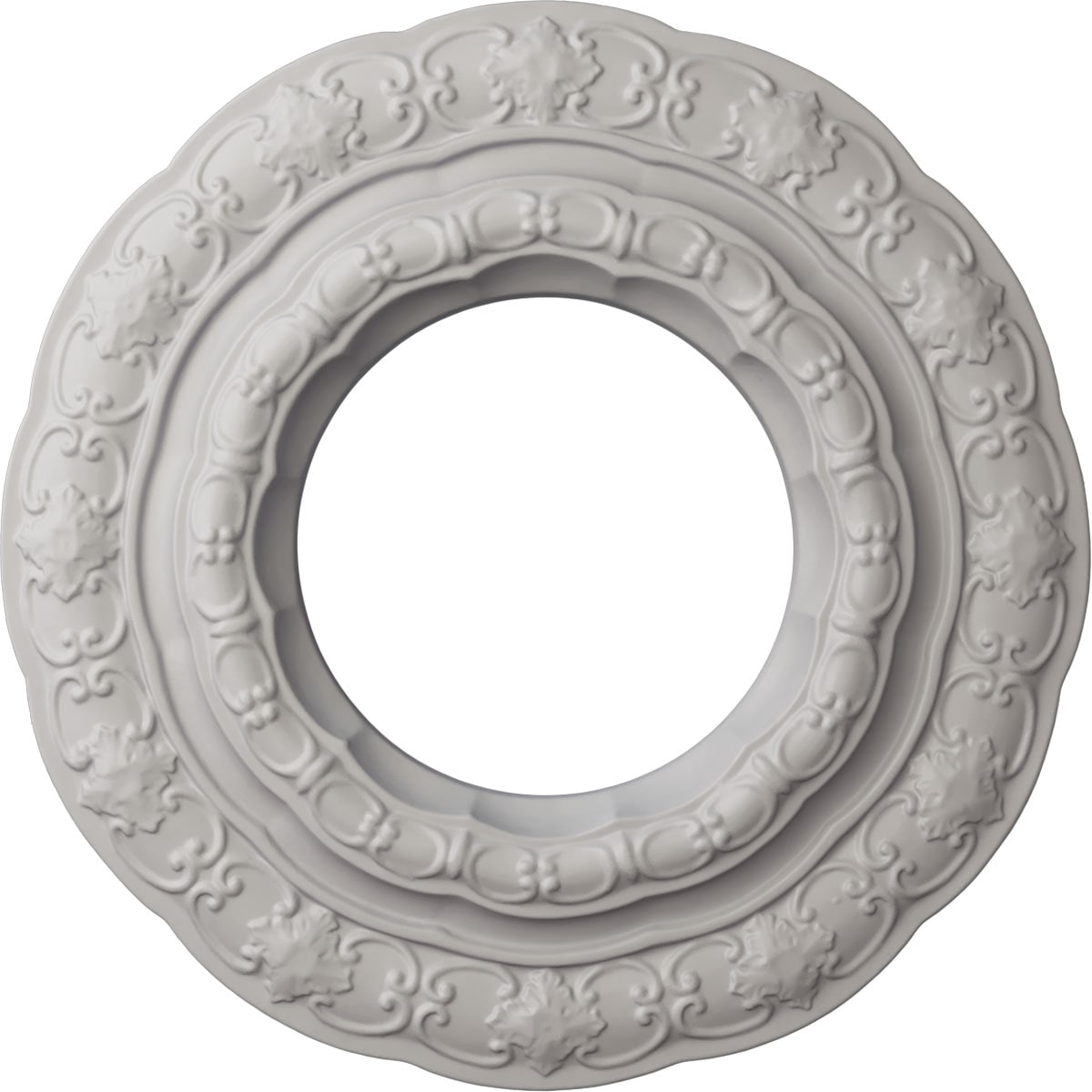 Ekena Millwork CM15LIUWF Lisbon 15.375-in W x 15.375-in L Painted Ultra Pure White Polyurethane Whole Ceiling Medallion