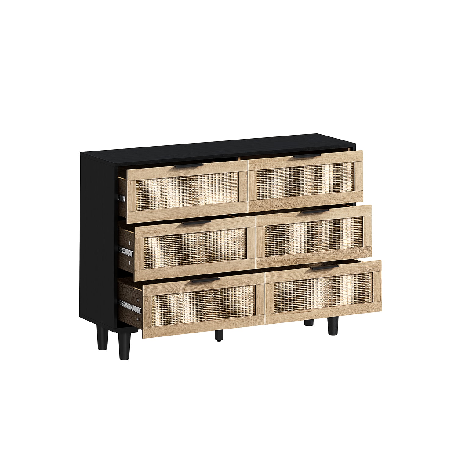 Bybafun YB9300057 Black 6 -Drawer Standard dresser