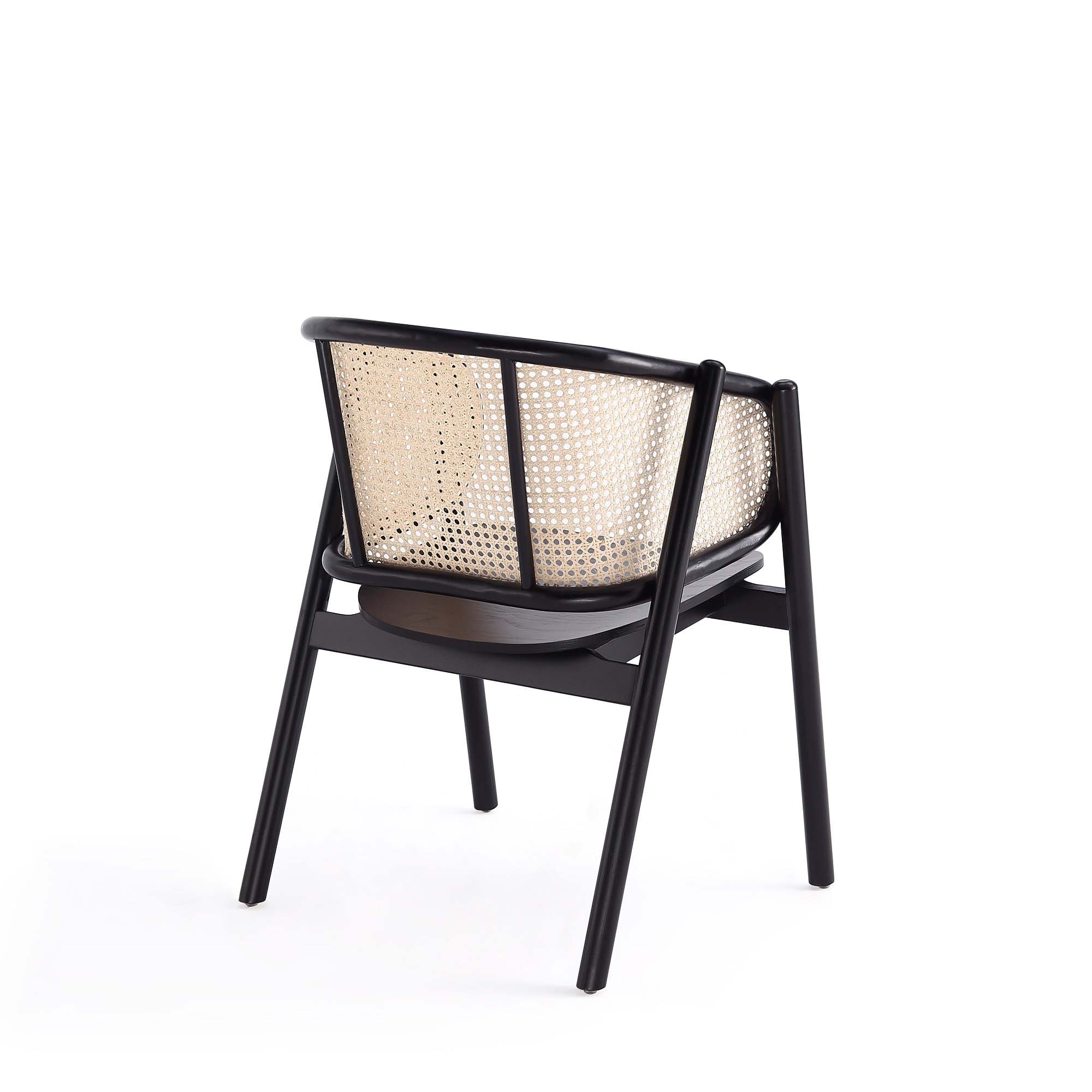 Black Ash Wood Round Dining Table with 4 Cane Chairs