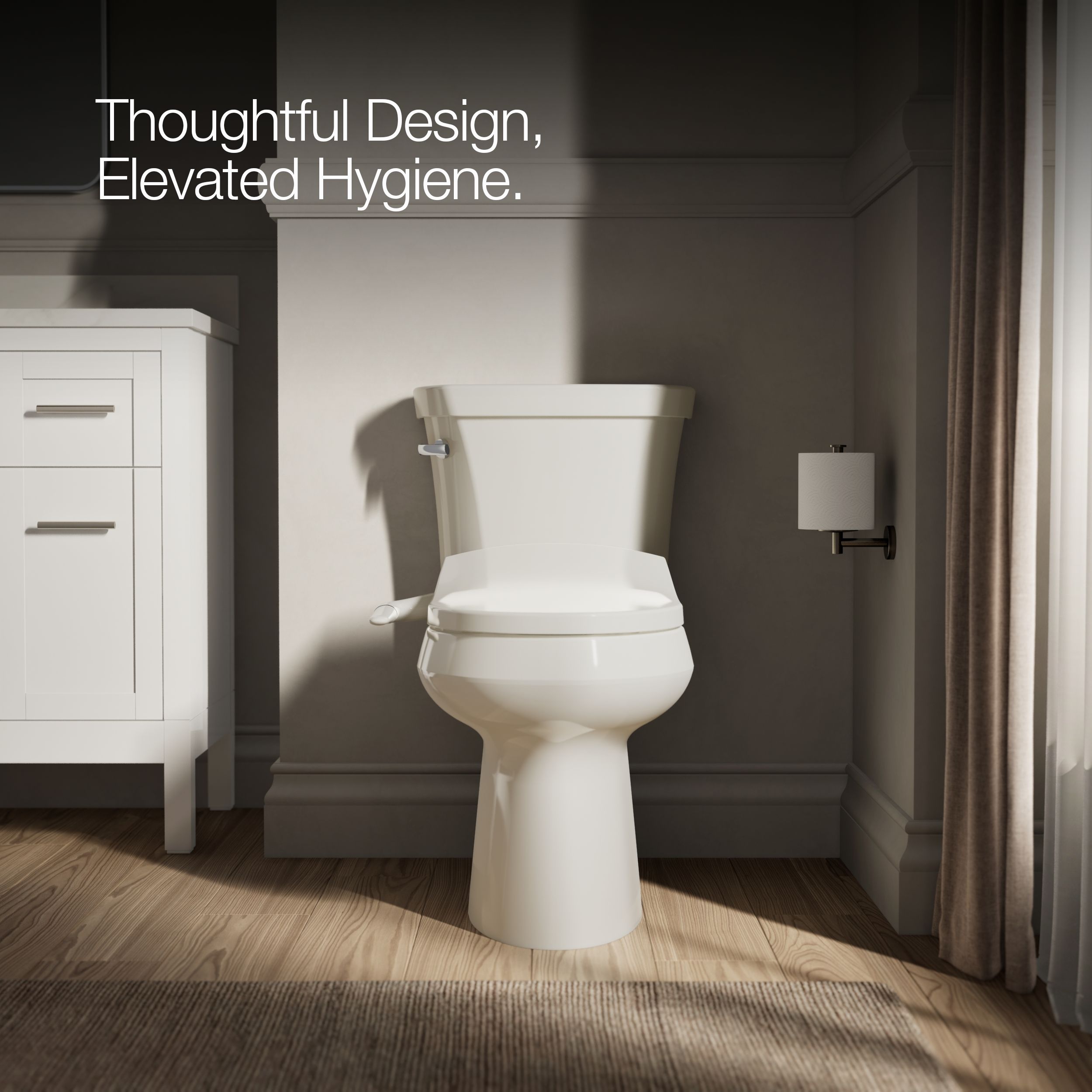 KOHLER PureWash M250 Plastic Biscuit Round Soft Close Bidet Toilet