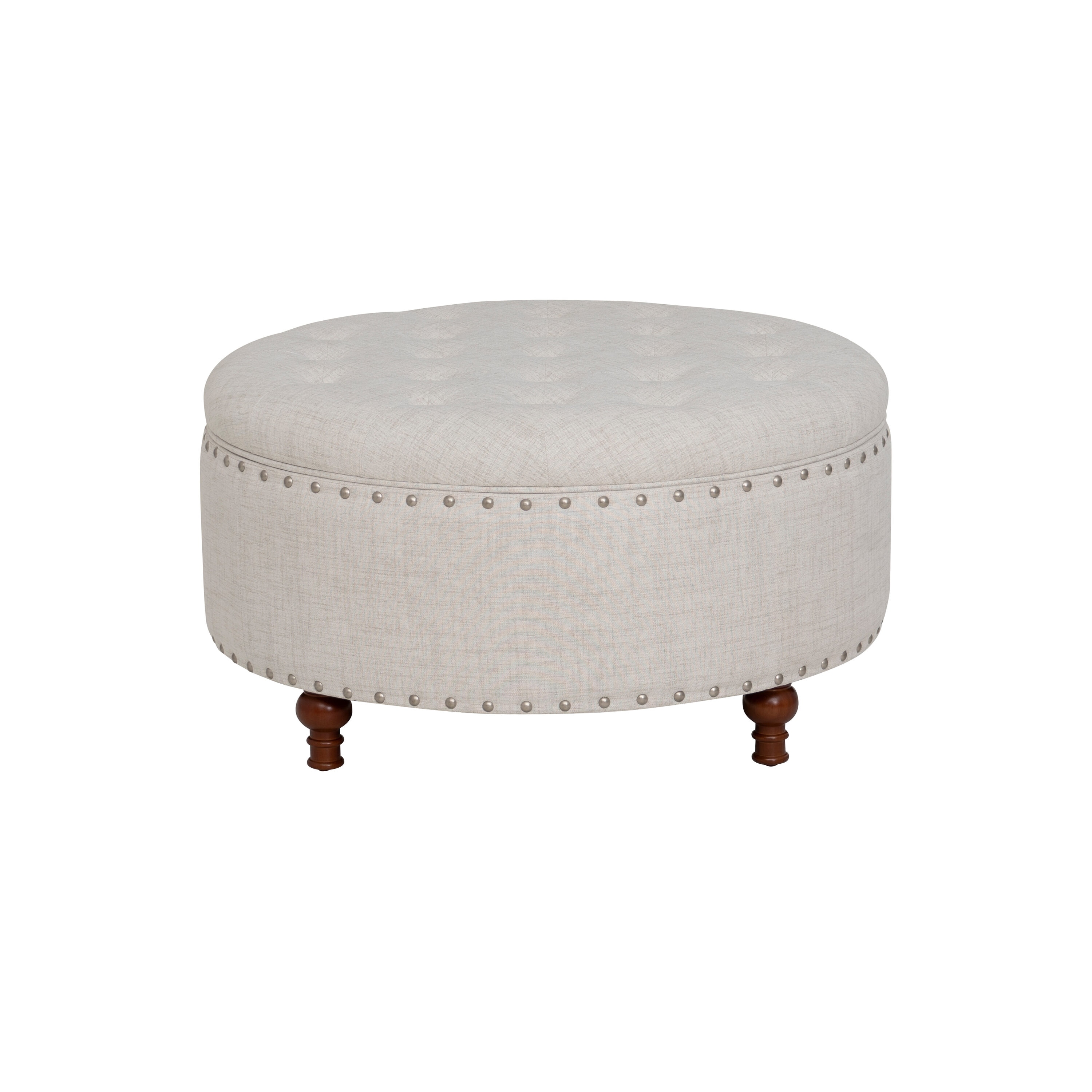 Linon BH208NAT01U Modern Natural Round Storage Ottoman