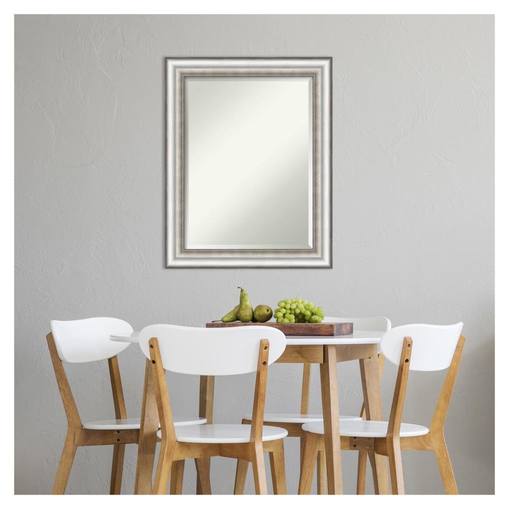 Elegant Rectangular Wall Mirror with Silver Embossed Frame