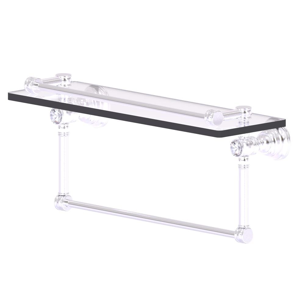 Allied Brass CC-1-16-TB-GAL-SCH Carolina Crystal Satin Chrome Wall mount Bathroom Shelf ( 16-in x 7.4-in x 5-in )