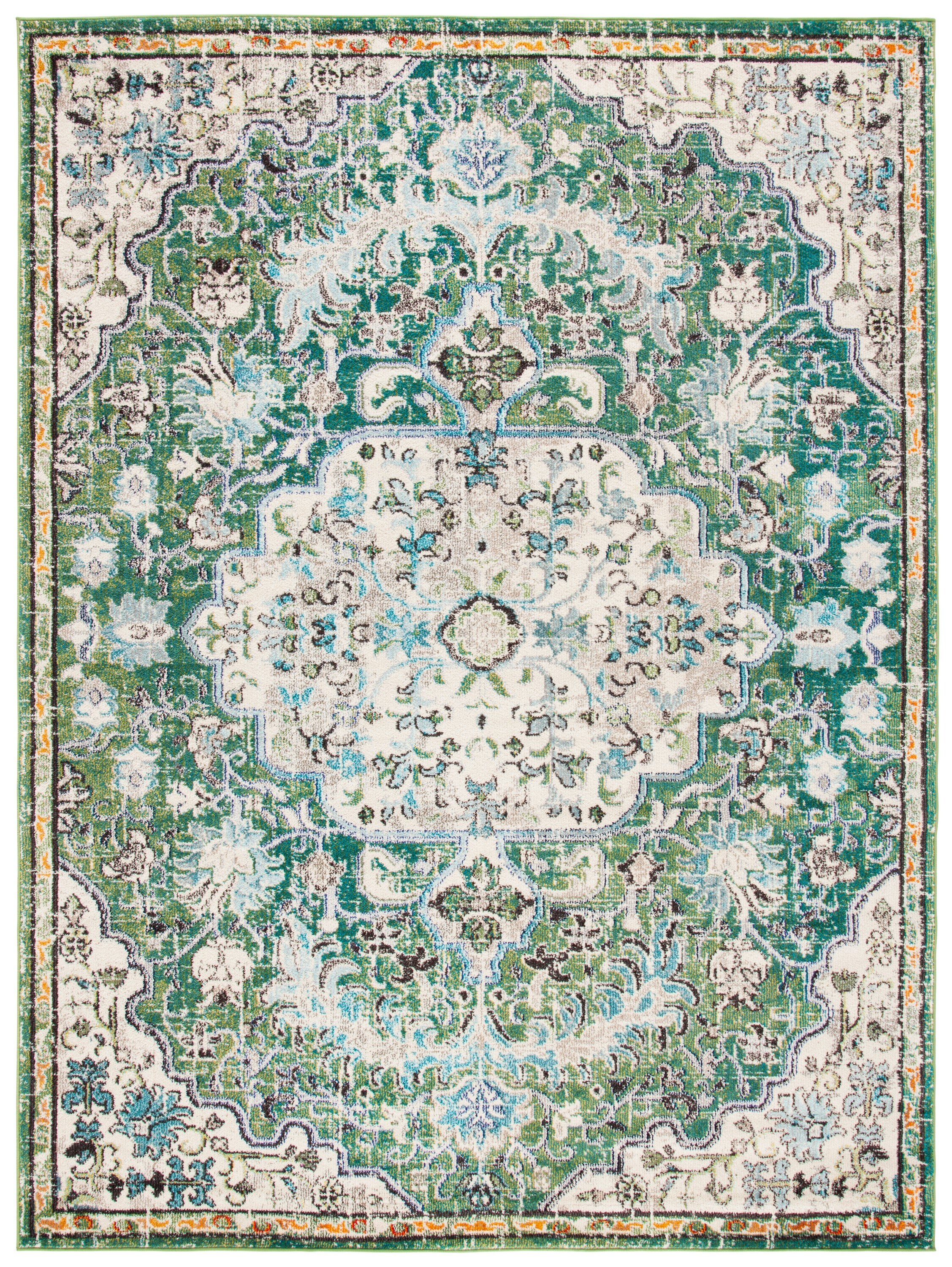 Reversible Green Turquoise Synthetic 8' x 10' Hand-Knotted Rug