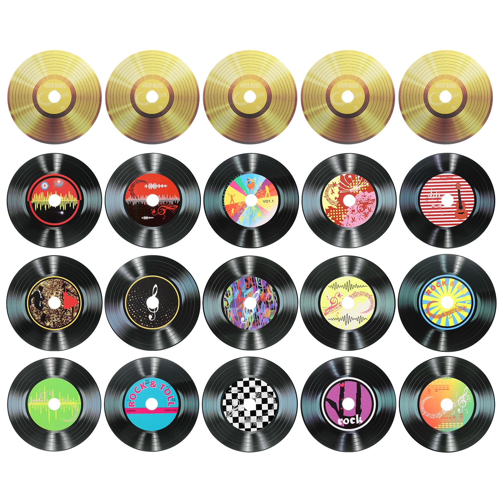 Unique Bargains - 20pcs Vinyl Records Decor 5.5 Inch Blank Vinyl Records 16 Designs Fake CD Album...