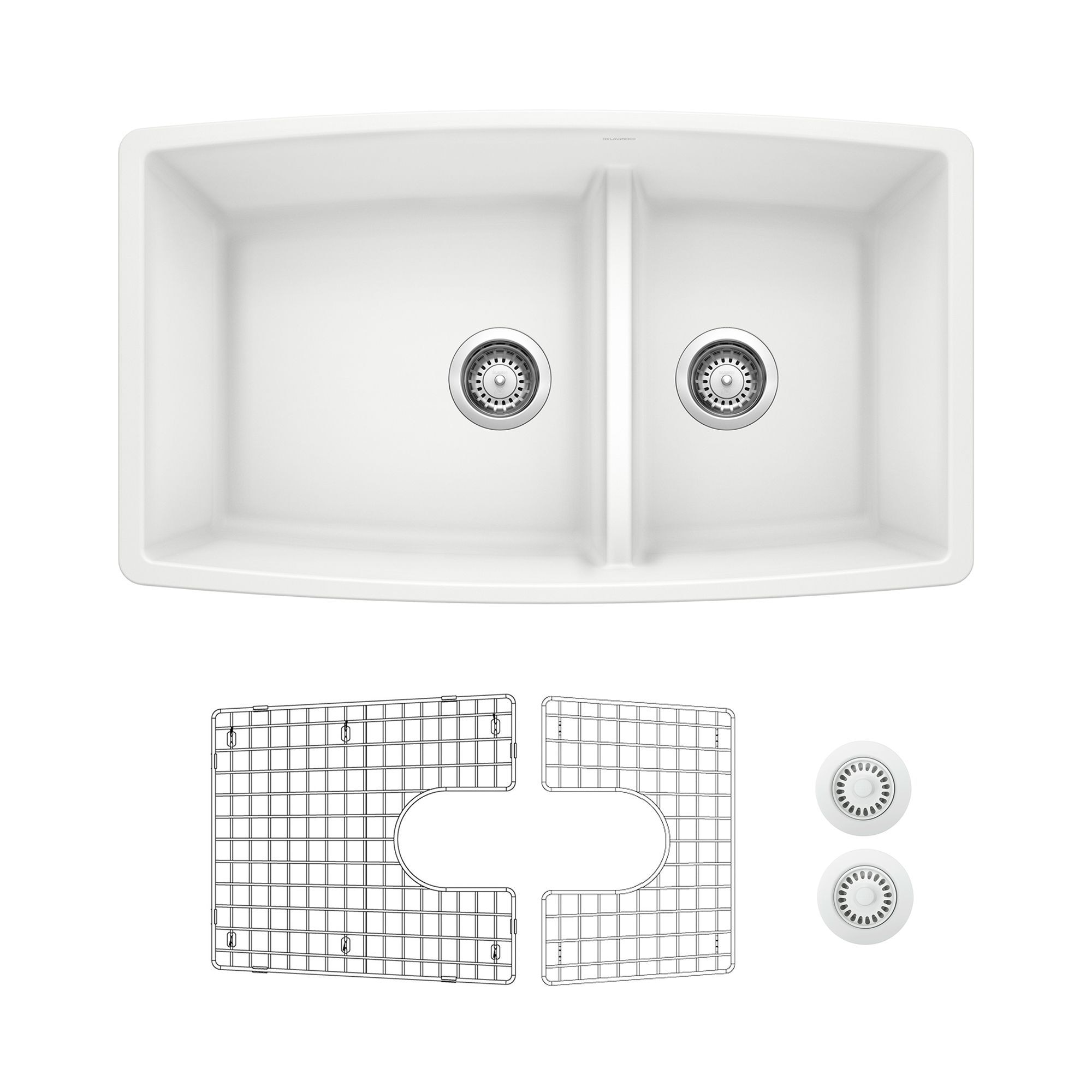BLANCO KA-441310 Performa Undermount 33-in x 19-in Granite Double offset bowl Kitchen Sink All-in-One Kit