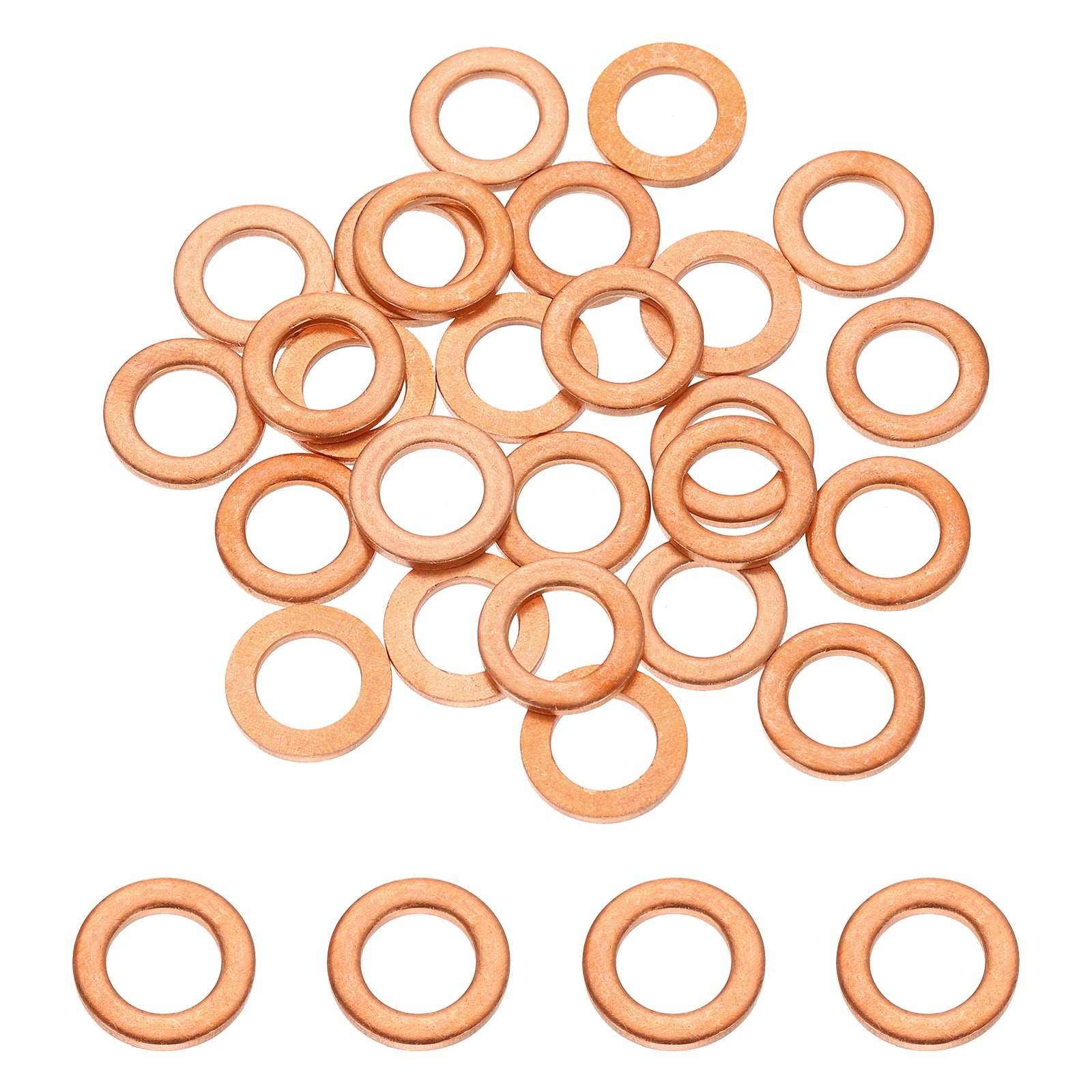 Unique Bargains 32pcs M8 Copper Washer Sealing Ring 8mm ID 13mm OD 1.5mm Thickness Metric Sealing Gasket Flat Crush Washer for Automotive Plumbing Mechanical Oil Drain Plug