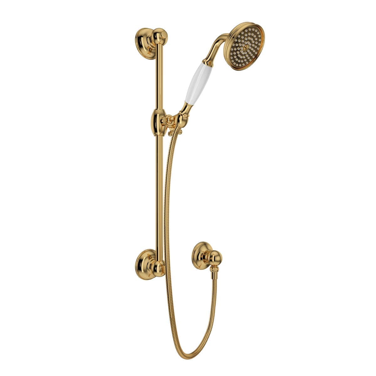 Rohl 1300EIB Anti-Cal 2.5 inch Single Function 1.8 GPM Round Handshower with Slide Bar Included in Italian Brass