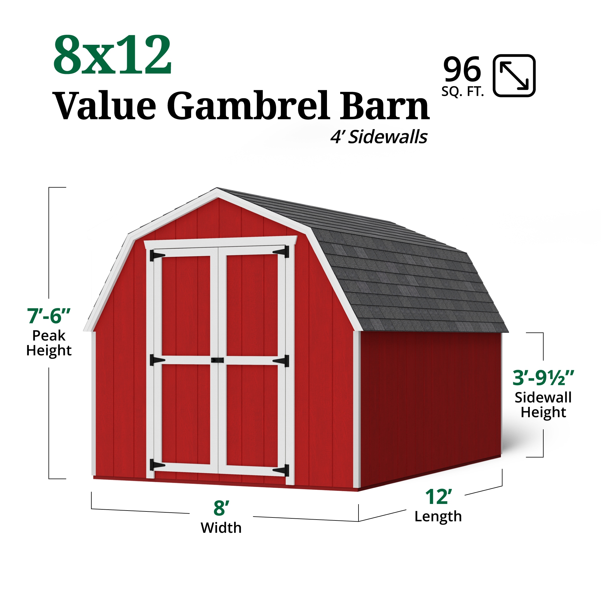 Little Cottage Co 8X12 VGB-4-PC-FK Wood-Storage-Buildings - View #3