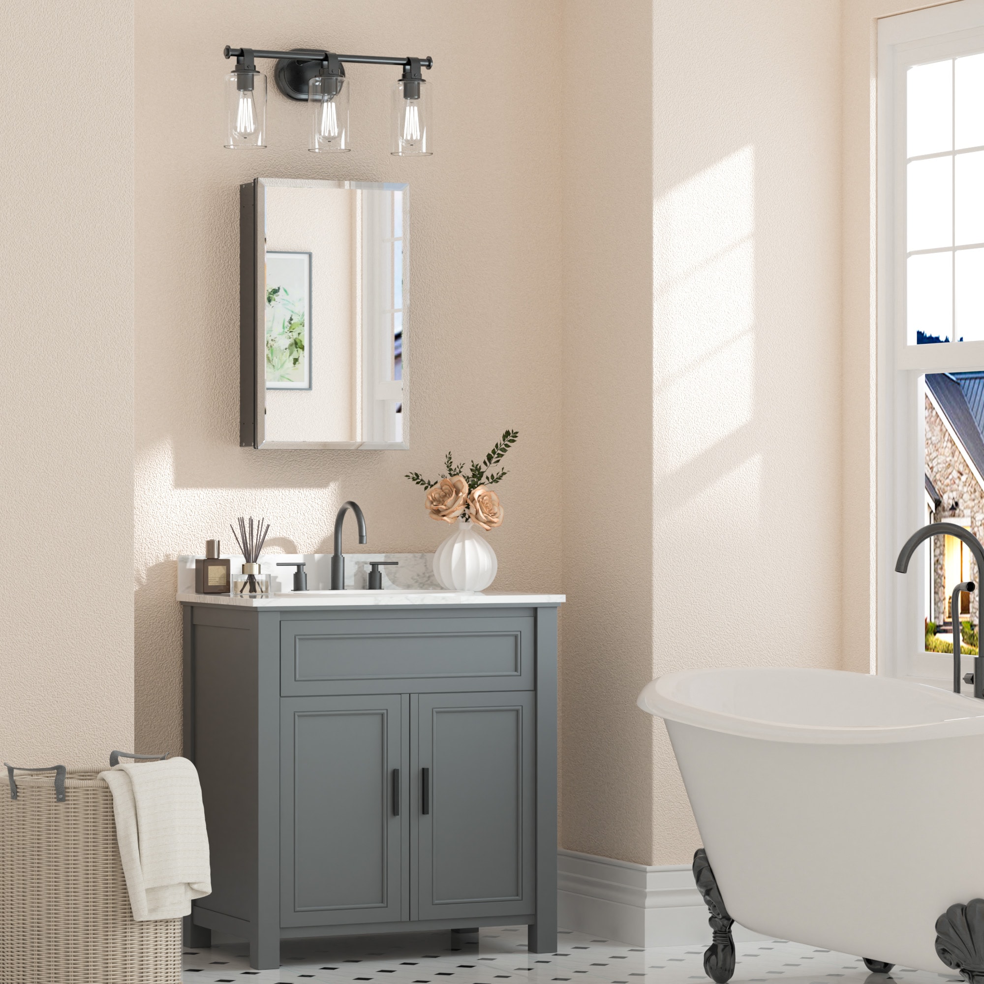 Keonjinn LW-JG-FJXP-4166-BK Bathroom-Medicine-Cabinets - View #2