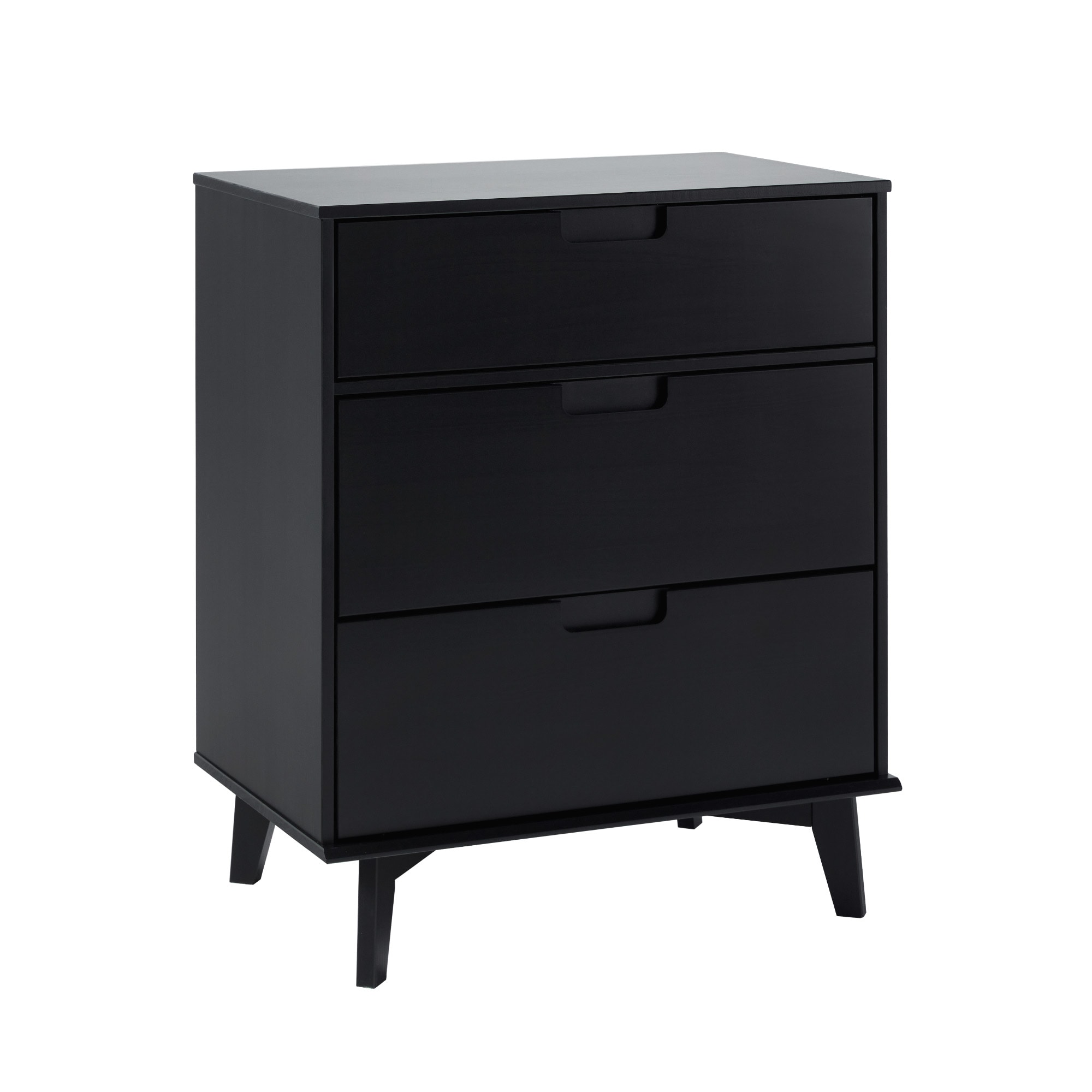 LOVMOR SF-M-B185P244070 MidCentury Modern Solid Wood 3Drawer Dresser Black
