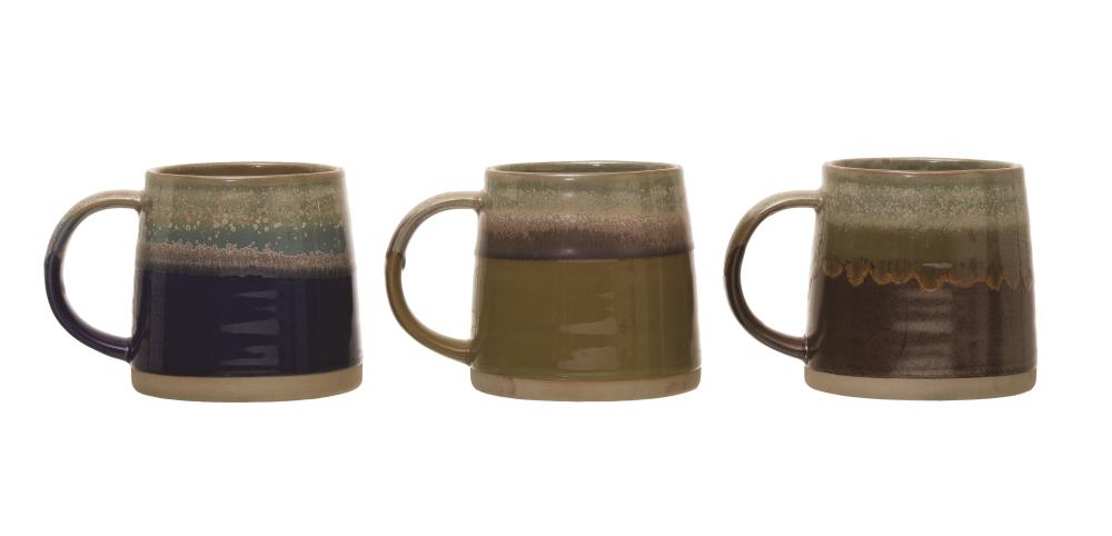 Creative Co-op Stoneware, Set of 4 Styles Mug, Multicolored