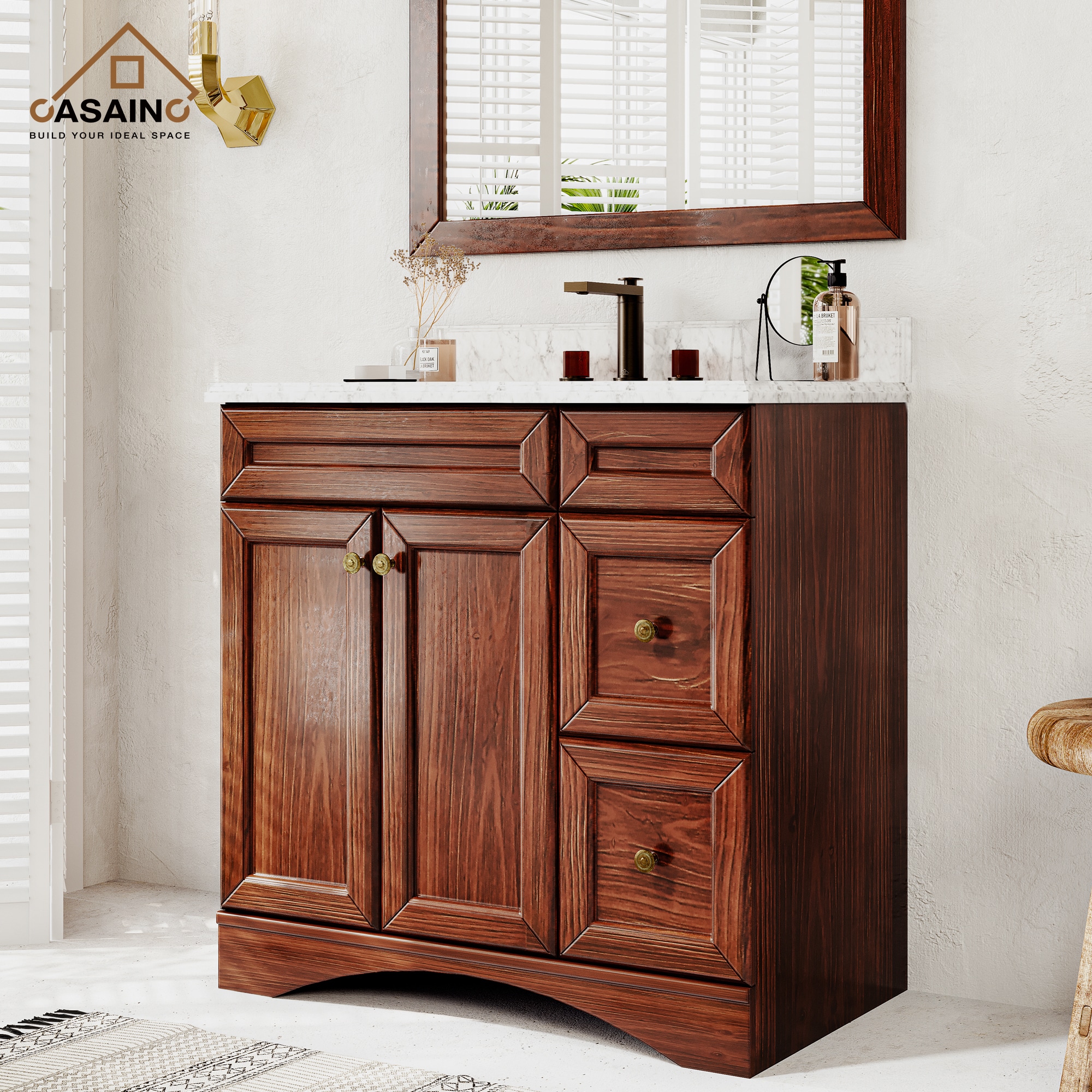 Project Source Unfinished 36-in Natural Rustic Oak Bathroom Vanity