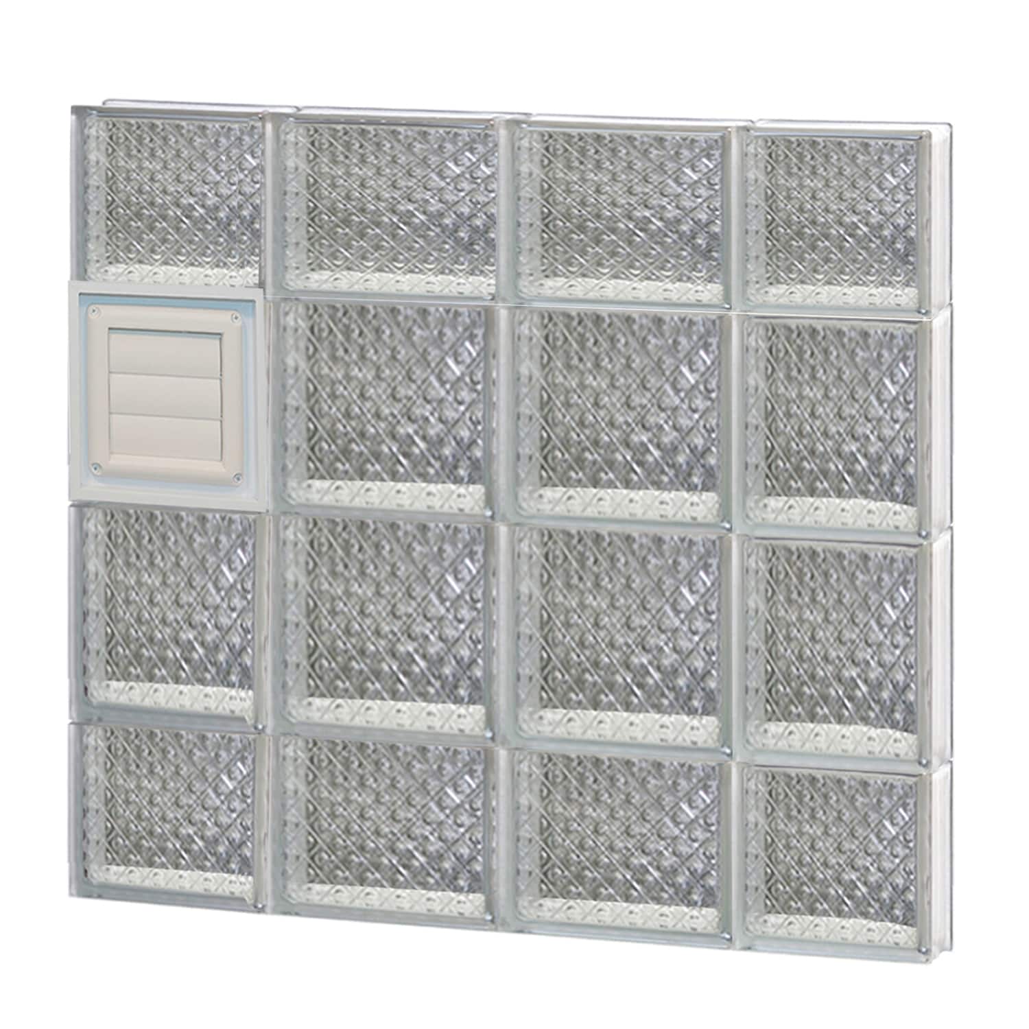 REDI2SET D2828DP Diamond Glass 27-in x 27-in Frameless Replacement Dryer vent Glass Block Window