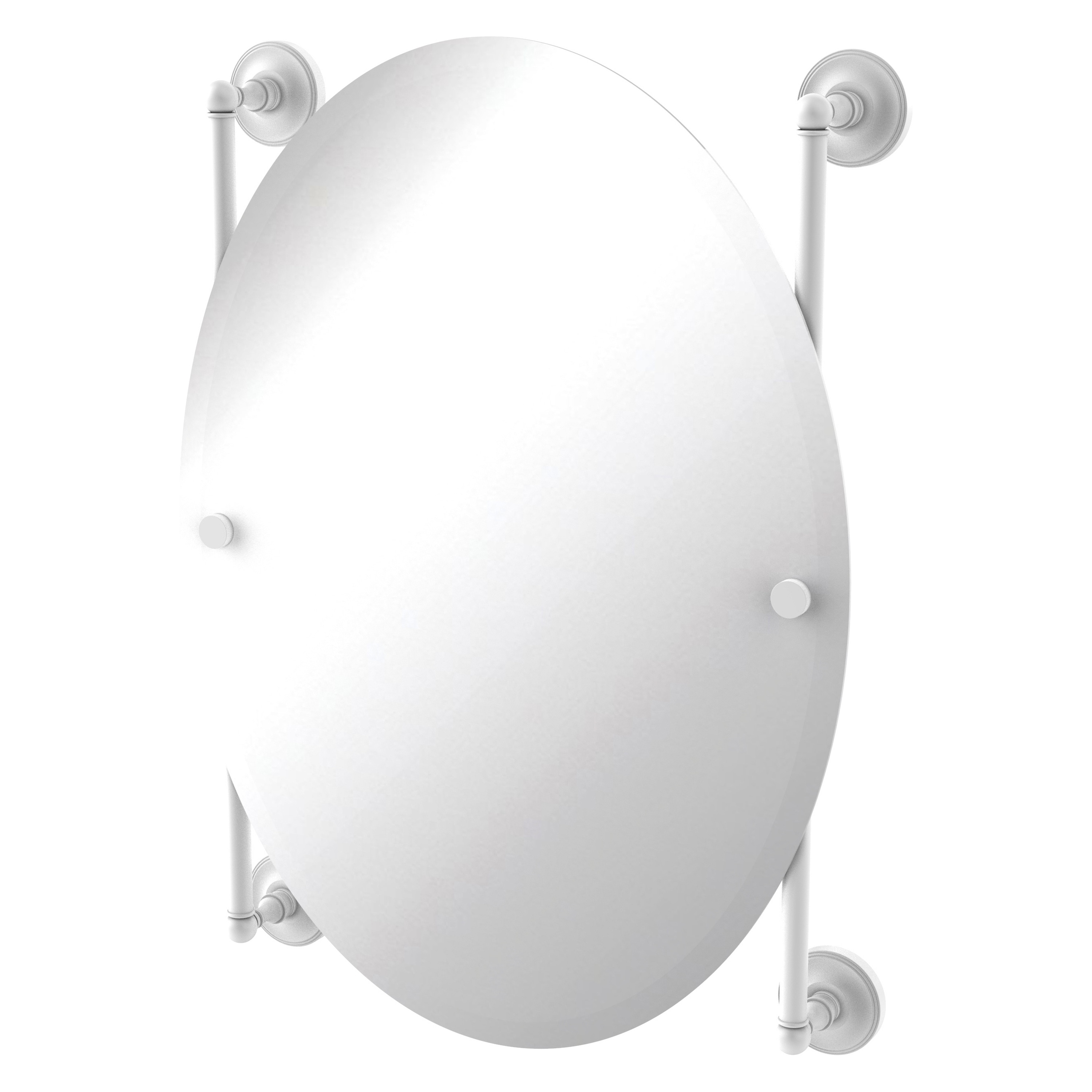Allied Brass PR-27-91-WHM Prestige Regal 21-Inches x 29-Inches Beveled Frameless Oval Bathroom Vanity Mirror ( Matte White )