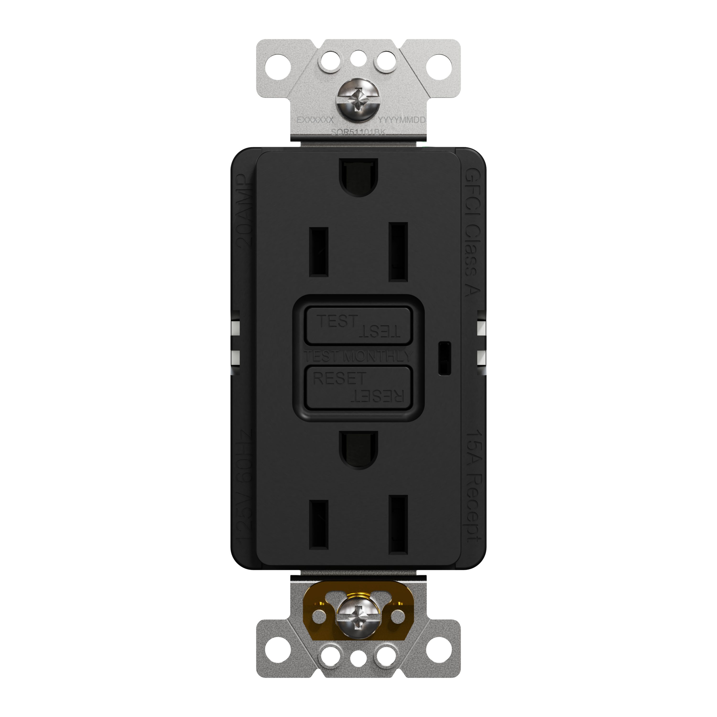 Square D SQR51101BK X Series 15 -Amp 125-volt Tamper Resistant GFCI Residential Decorator Outlet , Matte Black