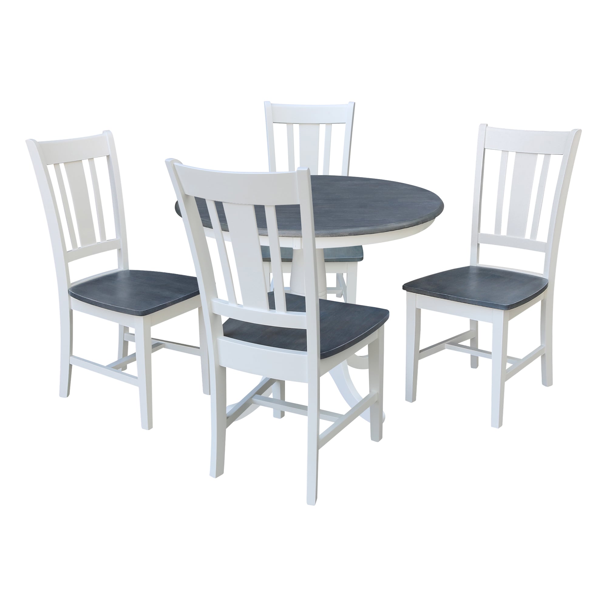 International Concepts K05-36RT-C10-4 White/Heather Gray Traditional Dining Room Set with Round Table ( Seats 4 )