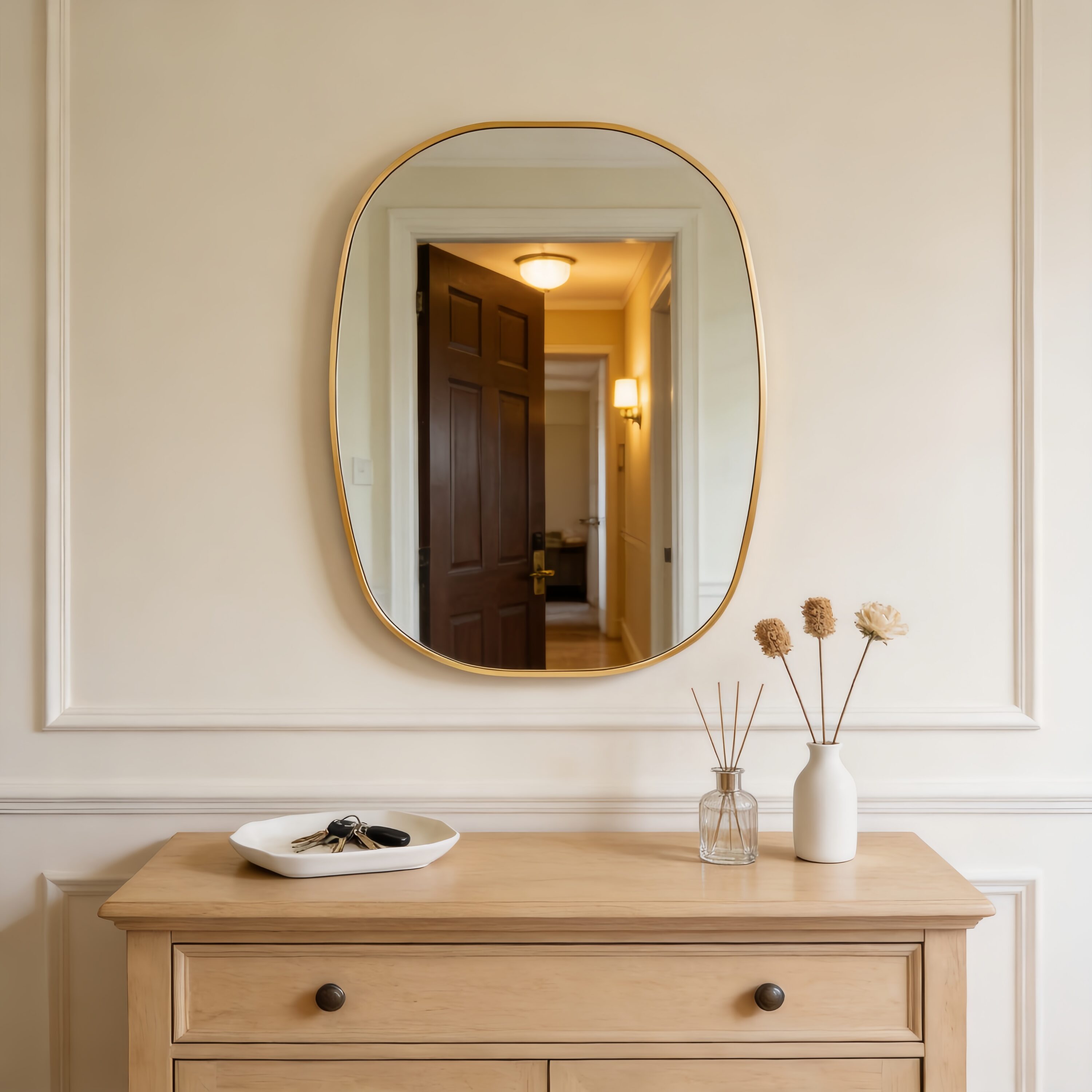 KTMBDW 24x32 Inch Gold Metal Framed Oval Vanity Bathrrom Mirror for Wall