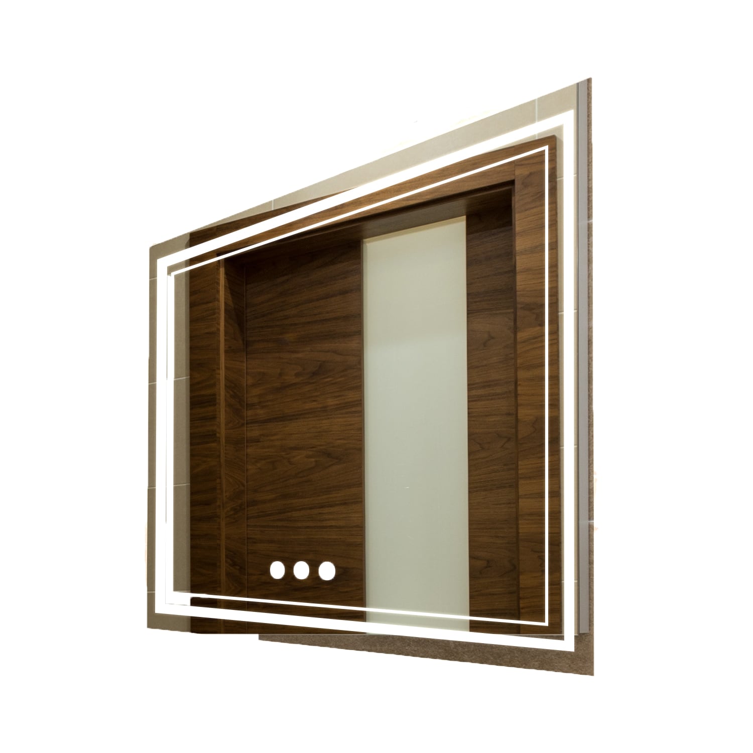 CASAINC MD01-4224SF2 28-Inches x 36-Inches Polished Frameless Round Dimmable Lighted Fog Free Bathroom Vanity Mirror ( Color )